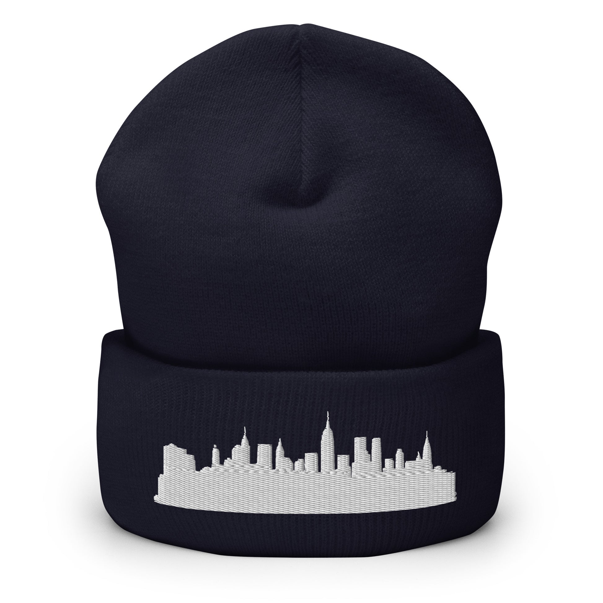 New York Edition Cuffed Beanie in navy —hypoallergenic athletic knit headwear | Our City |An Athlete Trains