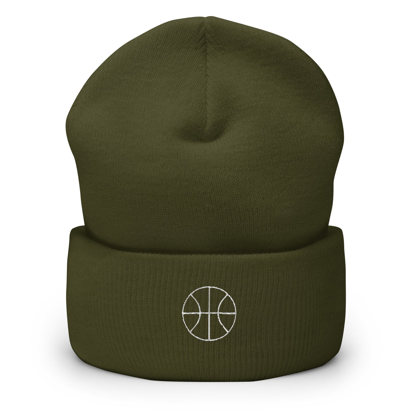Basketball Edition cuffed beanie in olive —snug 100% turbo acrylic performance headwear for basketball players by An Athlete Trains | Our Game