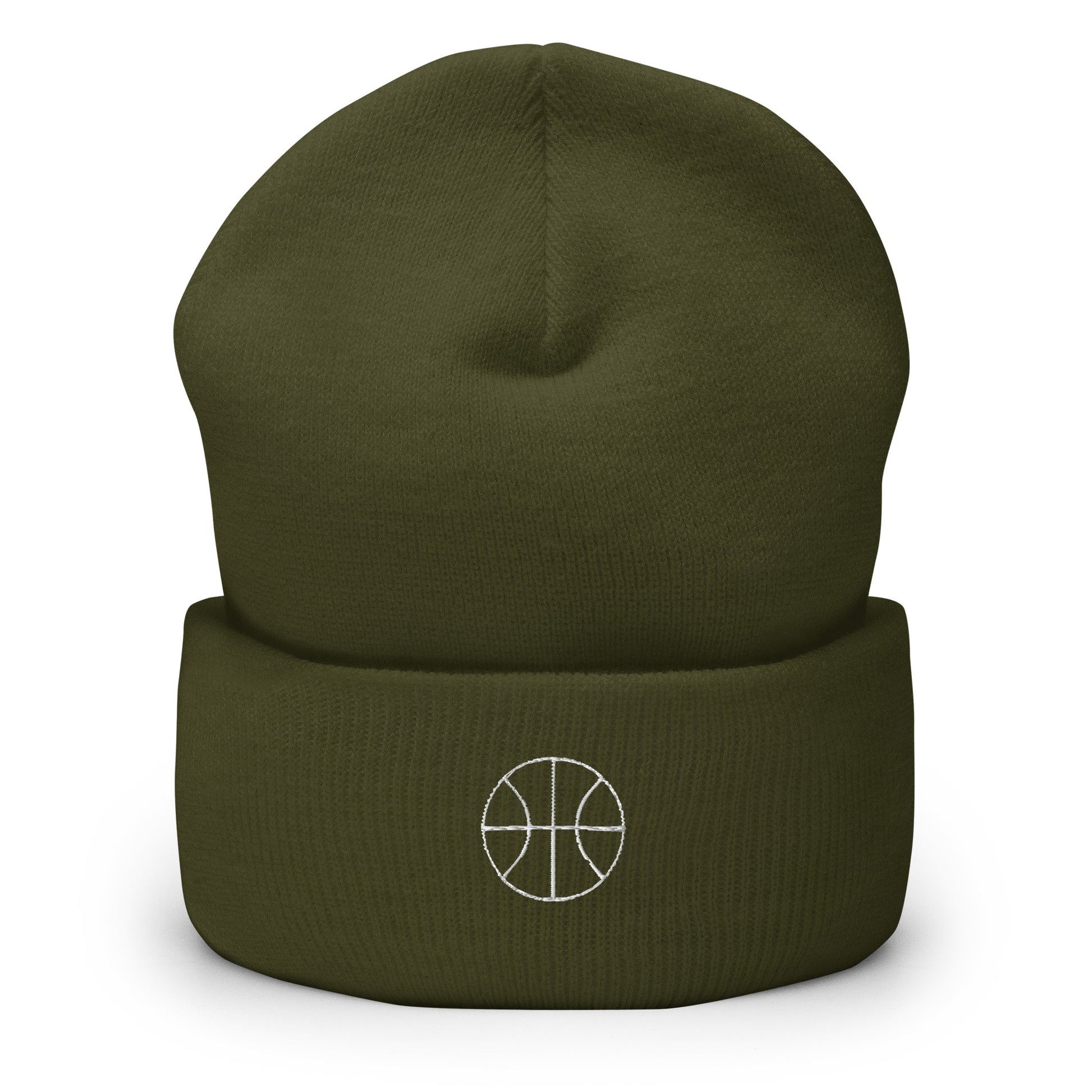 Basketball Edition cuffed beanie in olive —snug 100% turbo acrylic performance headwear for basketball players by An Athlete Trains | Our Game