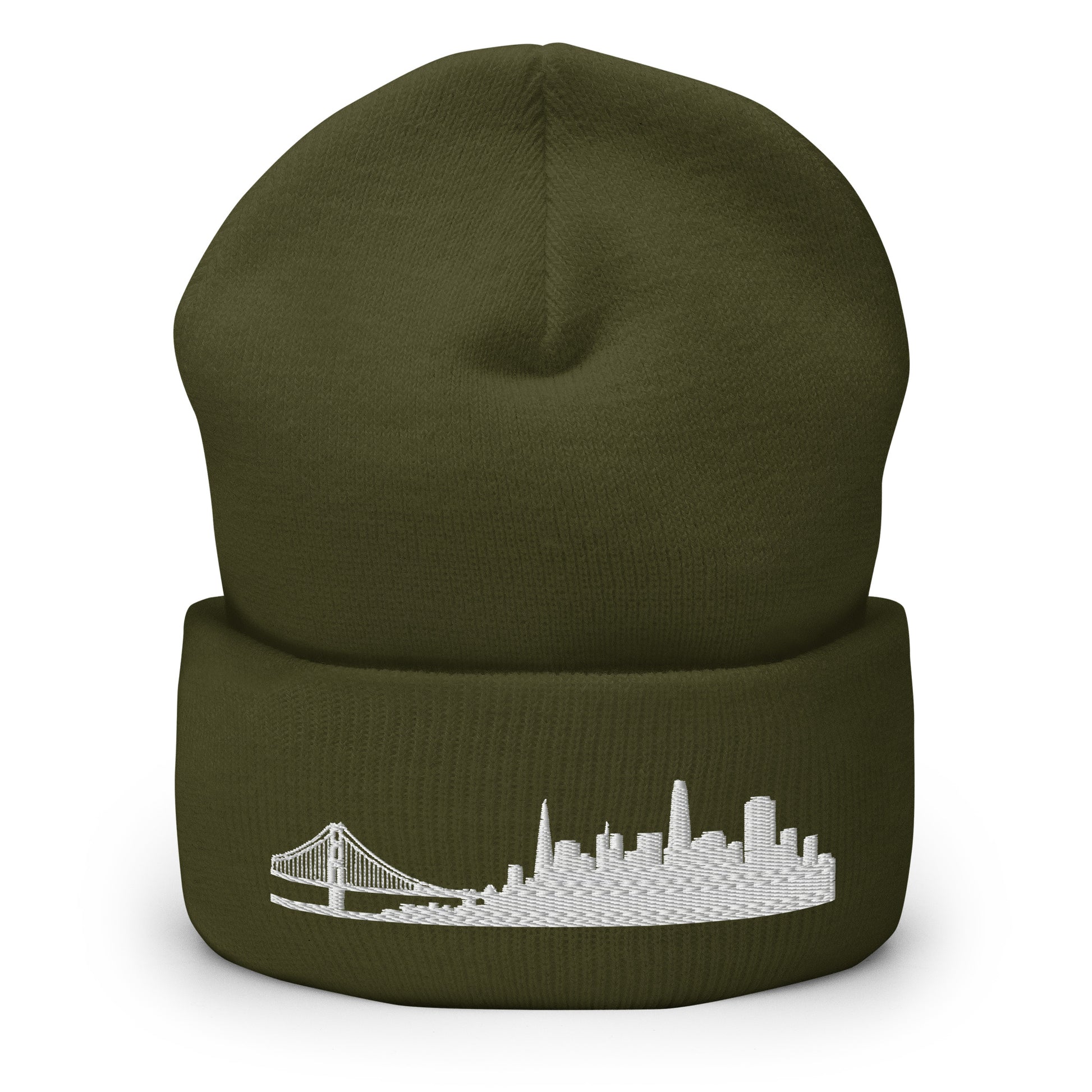 San Francisco Edition Cuffed Beanie in olive —hypoallergenic athletic knit headwear | Our City |An Athlete Trains