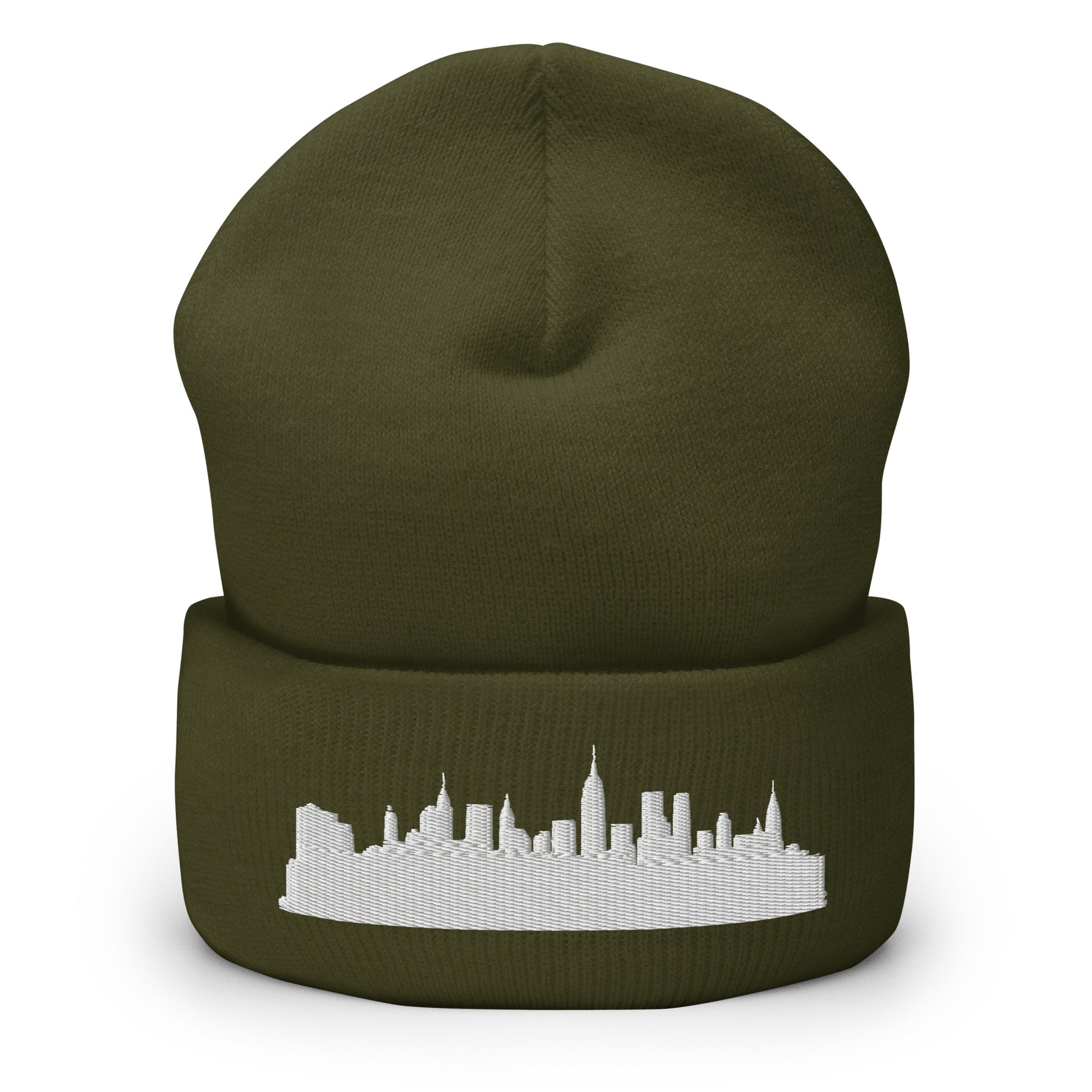 New York Edition Cuffed Beanie in olive —hypoallergenic athletic knit headwear | Our City |An Athlete Trains