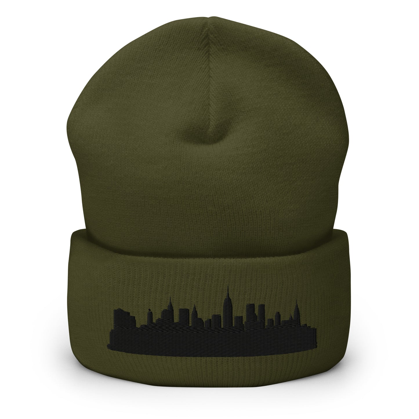 New York Edition Cuffed Beanie in olive —hypoallergenic athletic knit headwear | Our City |An Athlete Trains