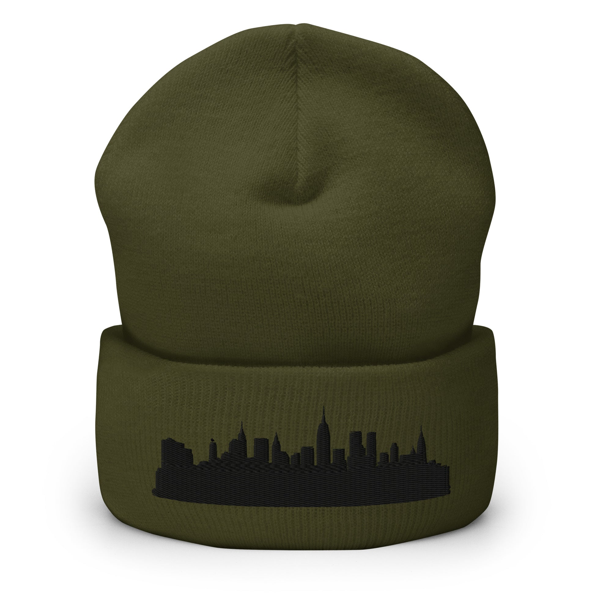 New York Edition Cuffed Beanie in olive —hypoallergenic athletic knit headwear | Our City |An Athlete Trains