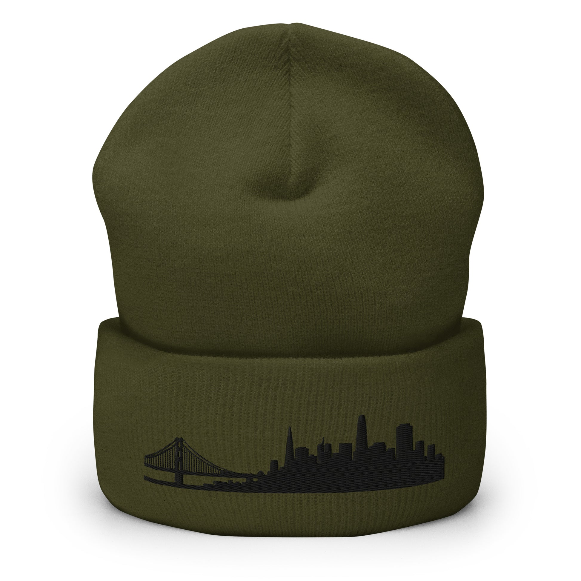 San Francisco Edition Cuffed Beanie in olive —hypoallergenic athletic knit headwear | Our City |An Athlete Trains