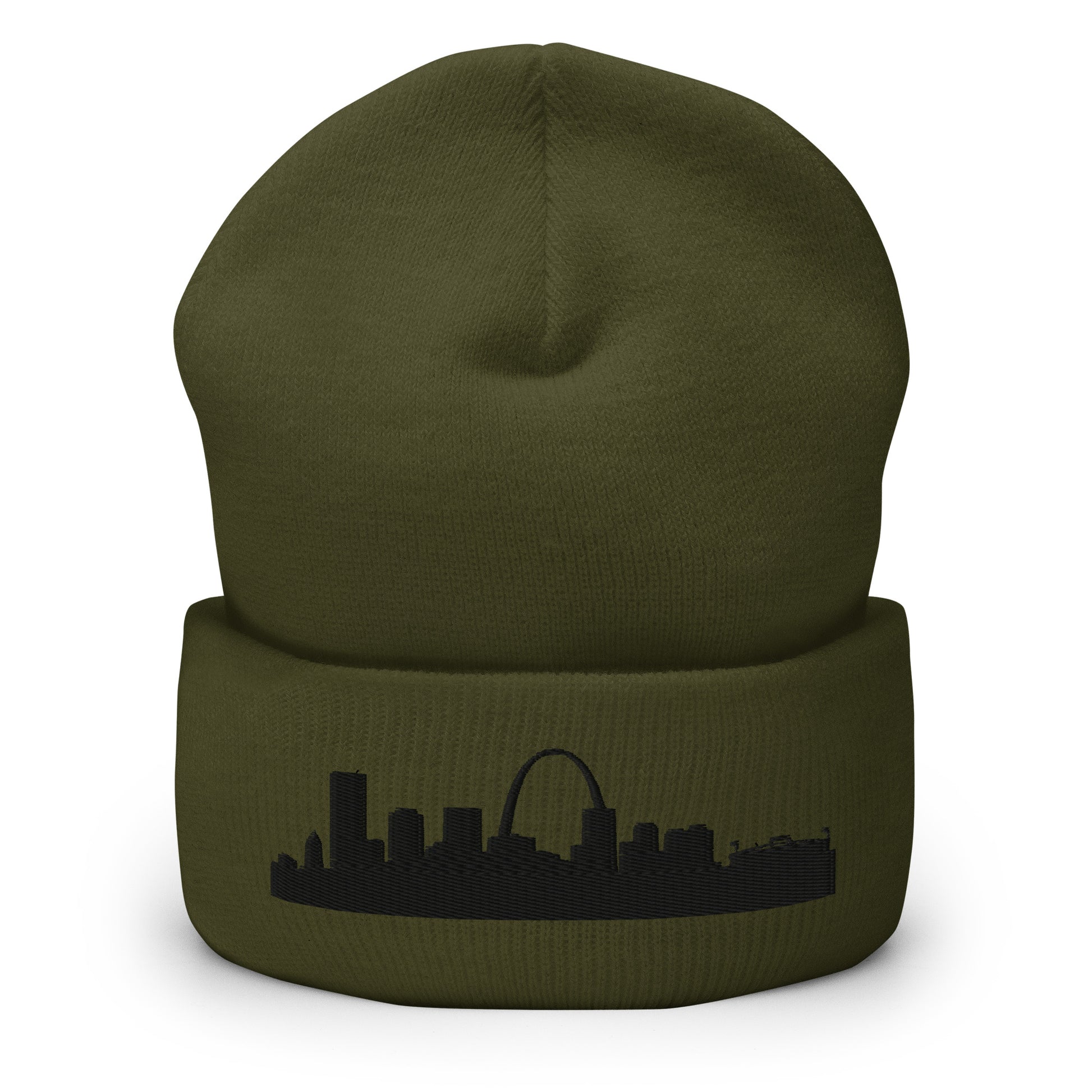St. Louis Edition Cuffed Beanie in olive —hypoallergenic athletic knit headwear | Our City |An Athlete Trains
