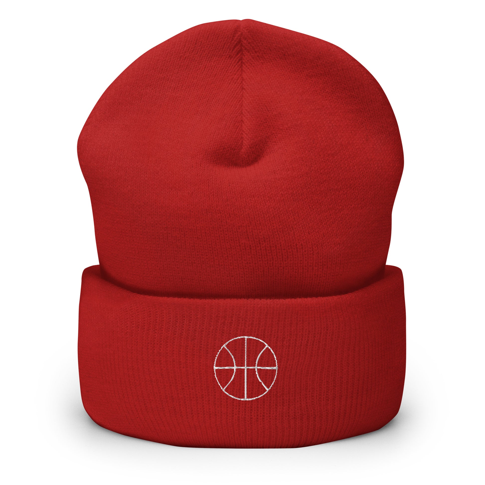 Basketball Edition cuffed beanie in red —snug 100% turbo acrylic performance headwear for basketball players by An Athlete Trains | Our Game