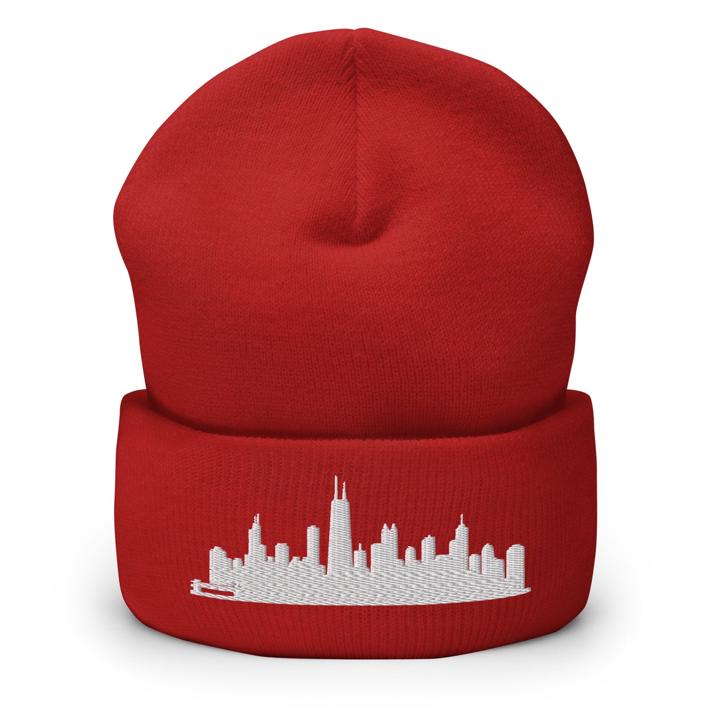 Chicago Edition Cuffed Beanie in red —hypoallergenic athletic knit headwear | Our City |An Athlete Trains