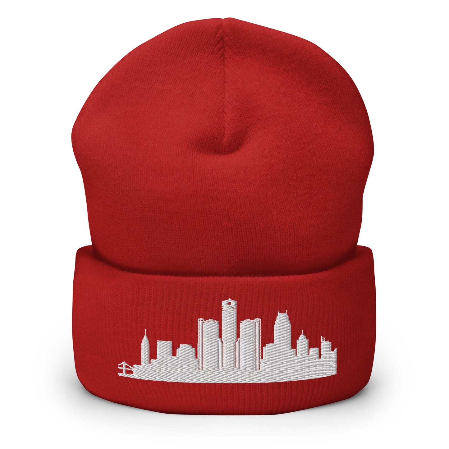 Detroit Edition Cuffed Beanie in red —hypoallergenic athletic knit headwear | Our City |An Athlete Trains