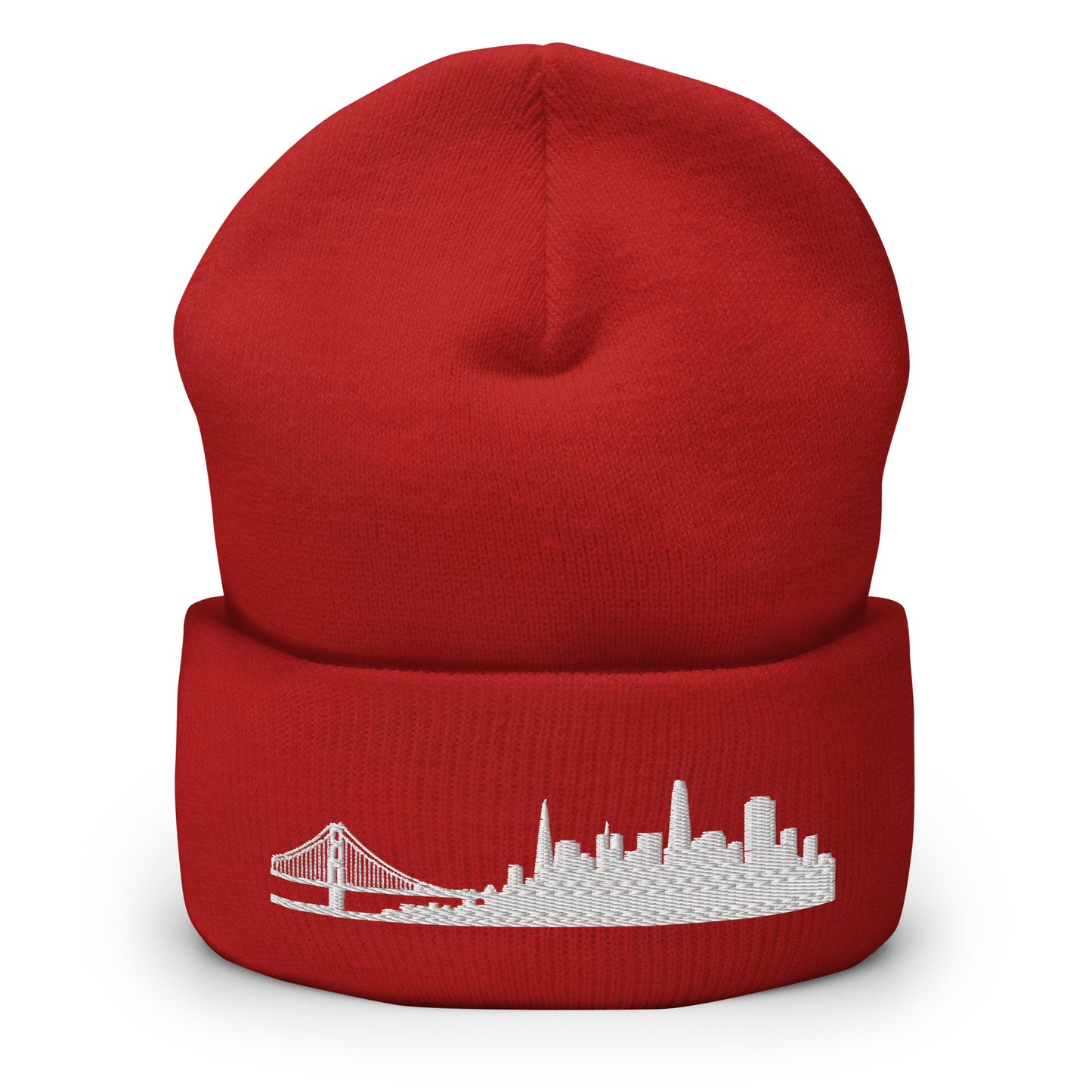 San Francisco Edition Cuffed Beanie in red —hypoallergenic athletic knit headwear | Our City |An Athlete Trains