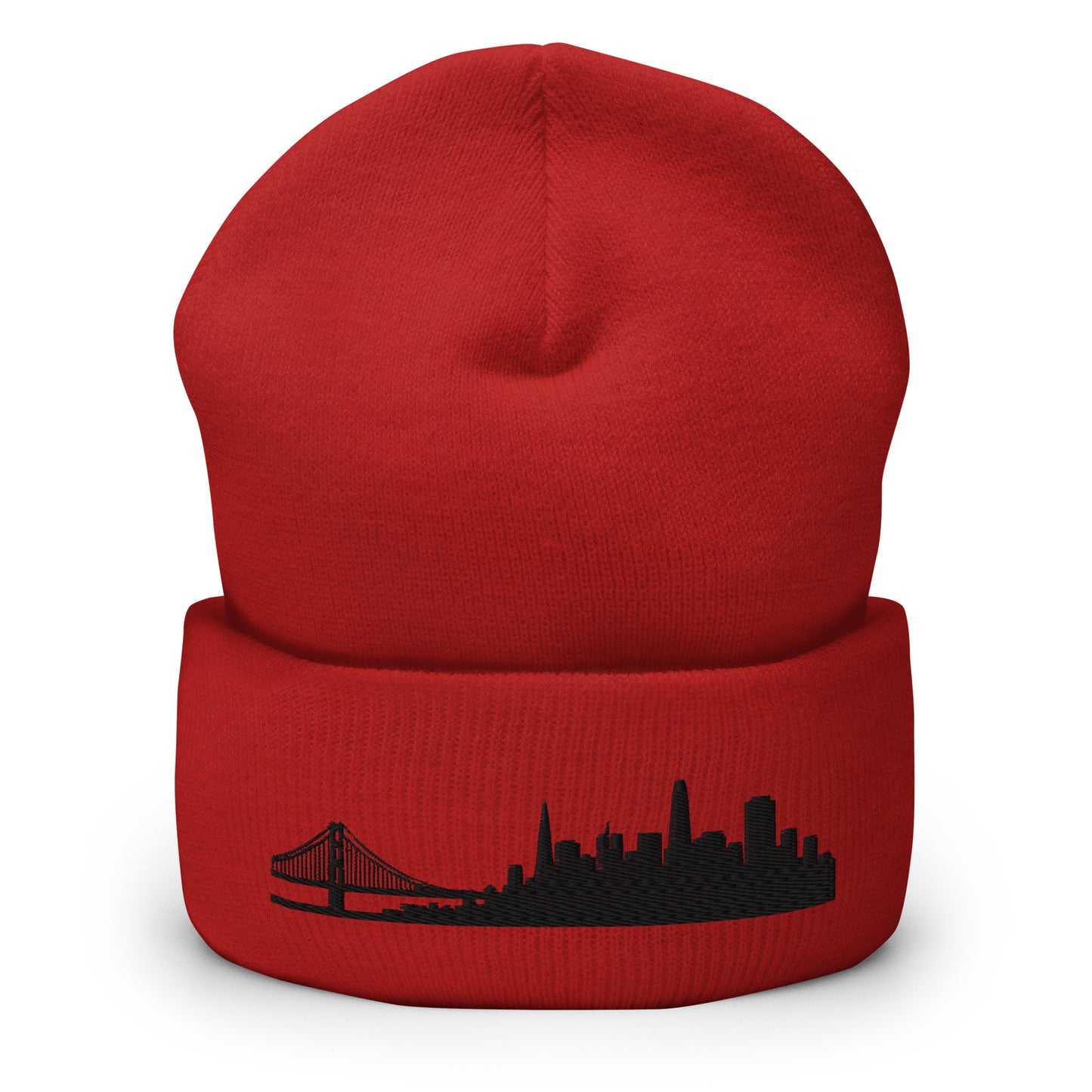 San Francisco Edition Cuffed Beanie in red —hypoallergenic athletic knit headwear | Our City |An Athlete Trains