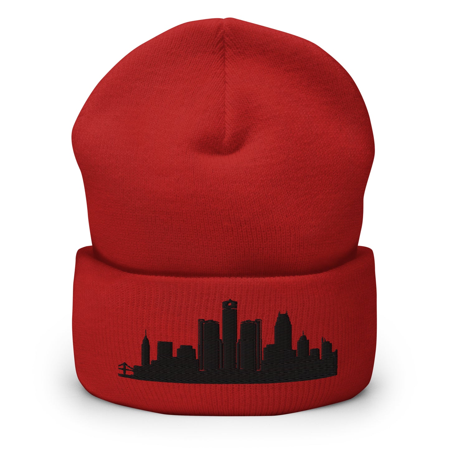 Detroit Edition Cuffed Beanie in red —hypoallergenic athletic knit headwear | Our City |An Athlete Trains