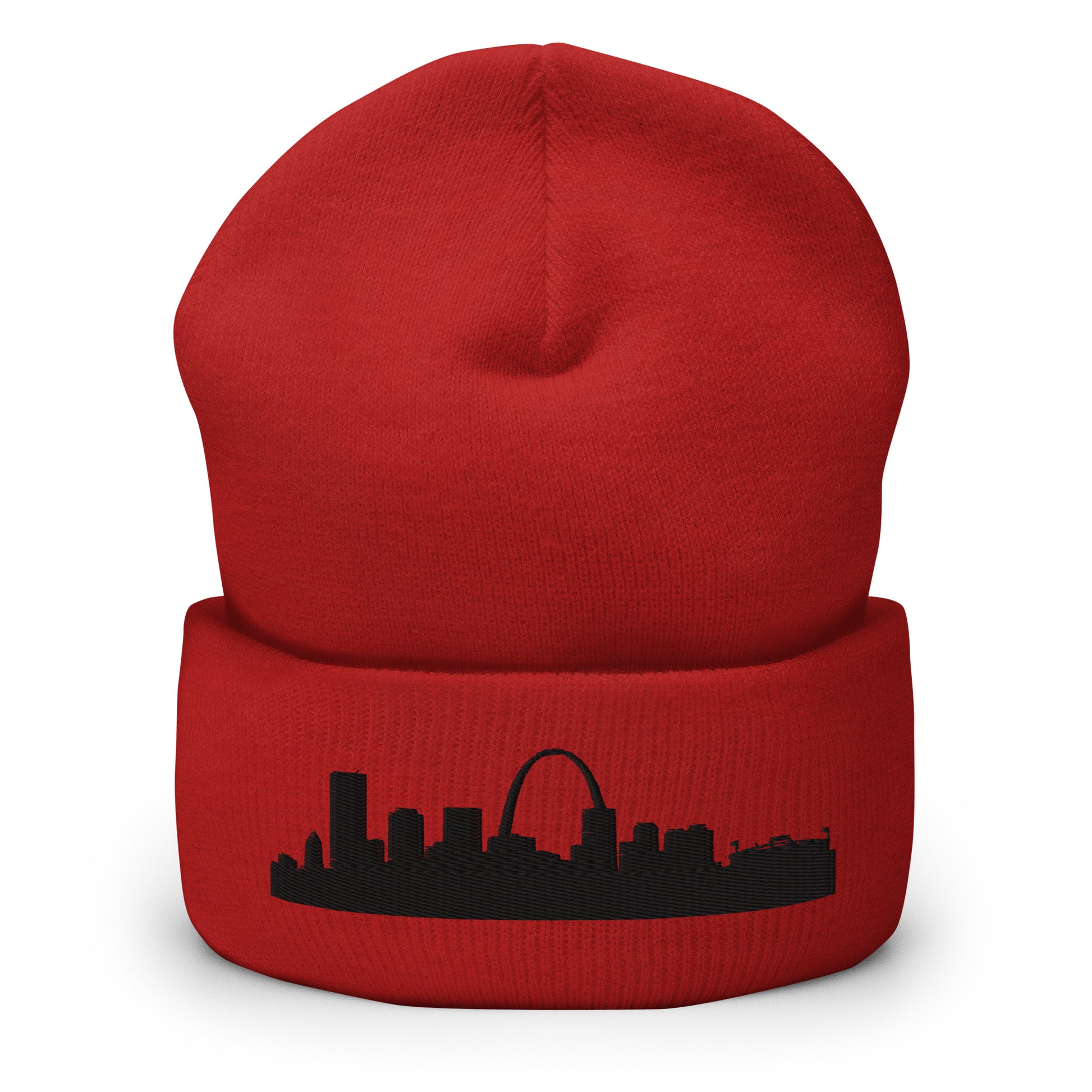 St. Louis Edition Cuffed Beanie in red —hypoallergenic athletic knit headwear | Our City |An Athlete Trains