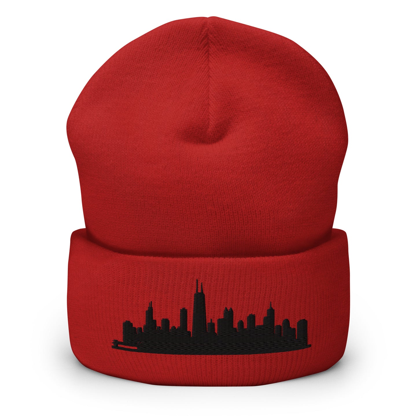 Chicago Edition Cuffed Beanie in red —hypoallergenic athletic knit headwear | Our City |An Athlete Trains