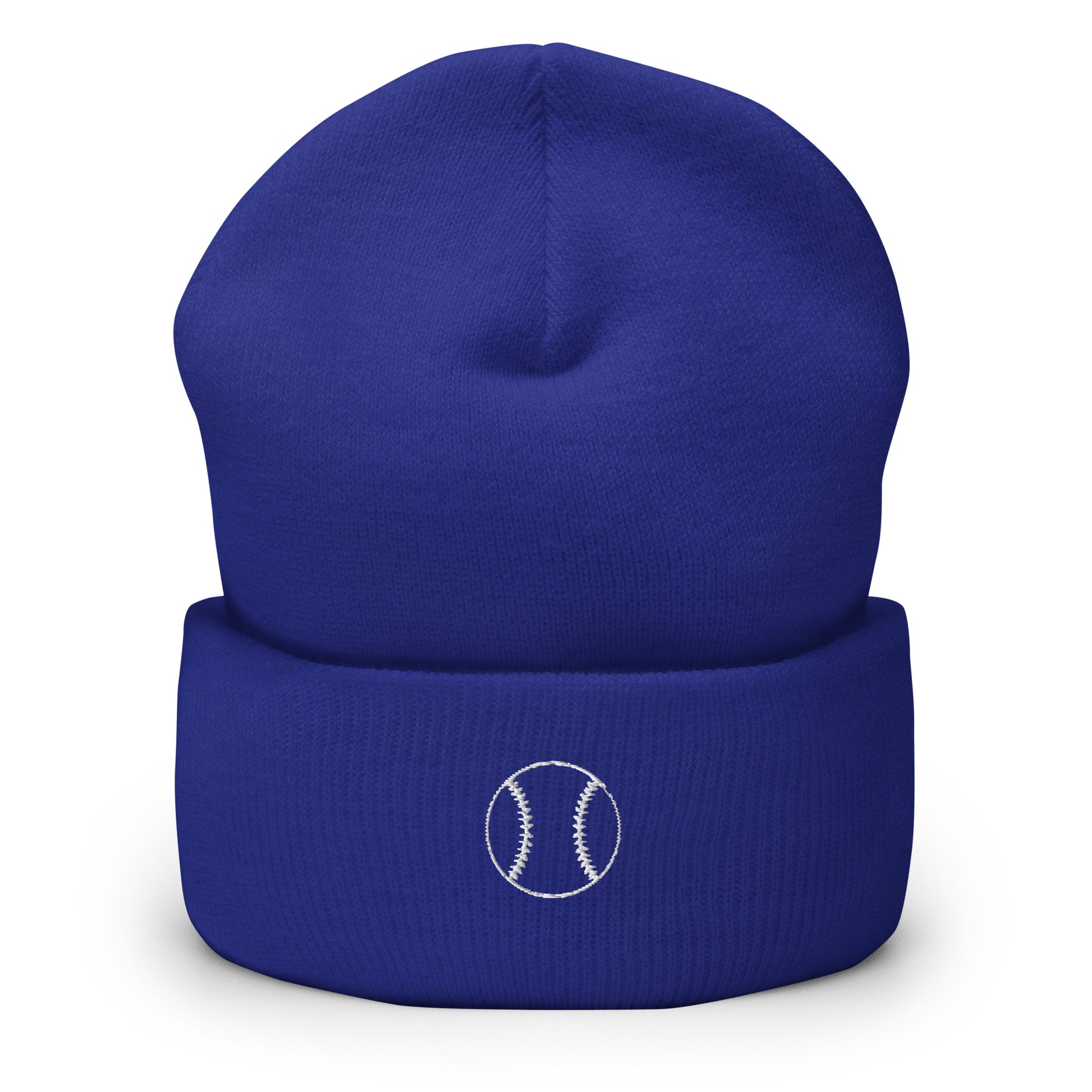 Baseball Edition cuffed beanie in Royal blue featuring custom baseball-themed embroidery | Our Game | An Athlete Trains