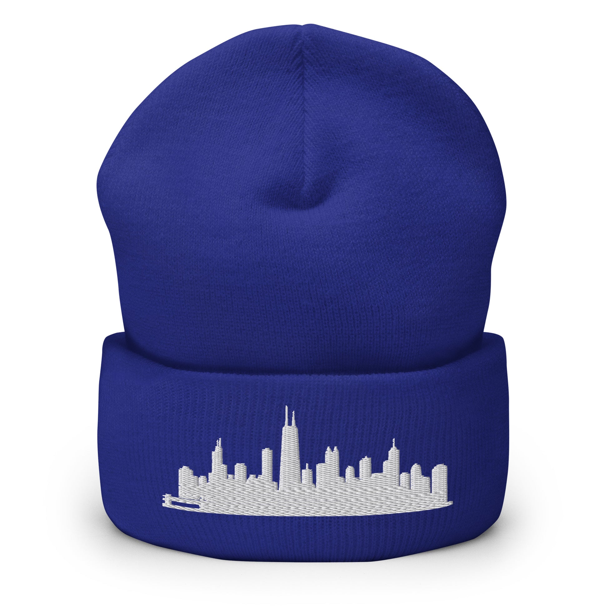 Chicago Edition Cuffed Beanie in royal blue —hypoallergenic athletic knit headwear | Our City |An Athlete Trains