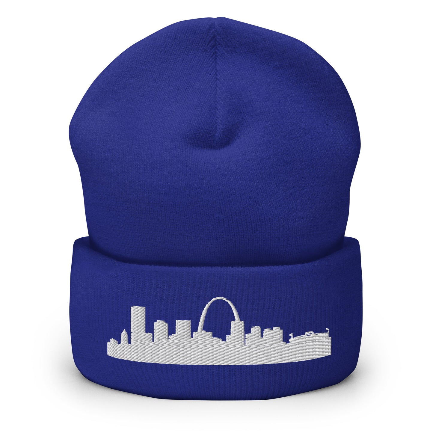 St. Louis Edition Cuffed Beanie in royal blue —hypoallergenic athletic knit headwear | Our City |An Athlete Trains