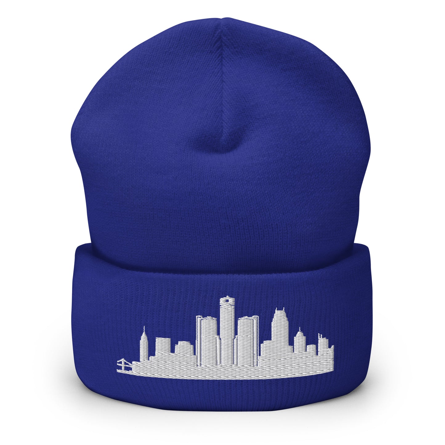 Detroit Edition Cuffed Beanie in Royal blue —hypoallergenic athletic knit headwear | Our City |An Athlete Trains