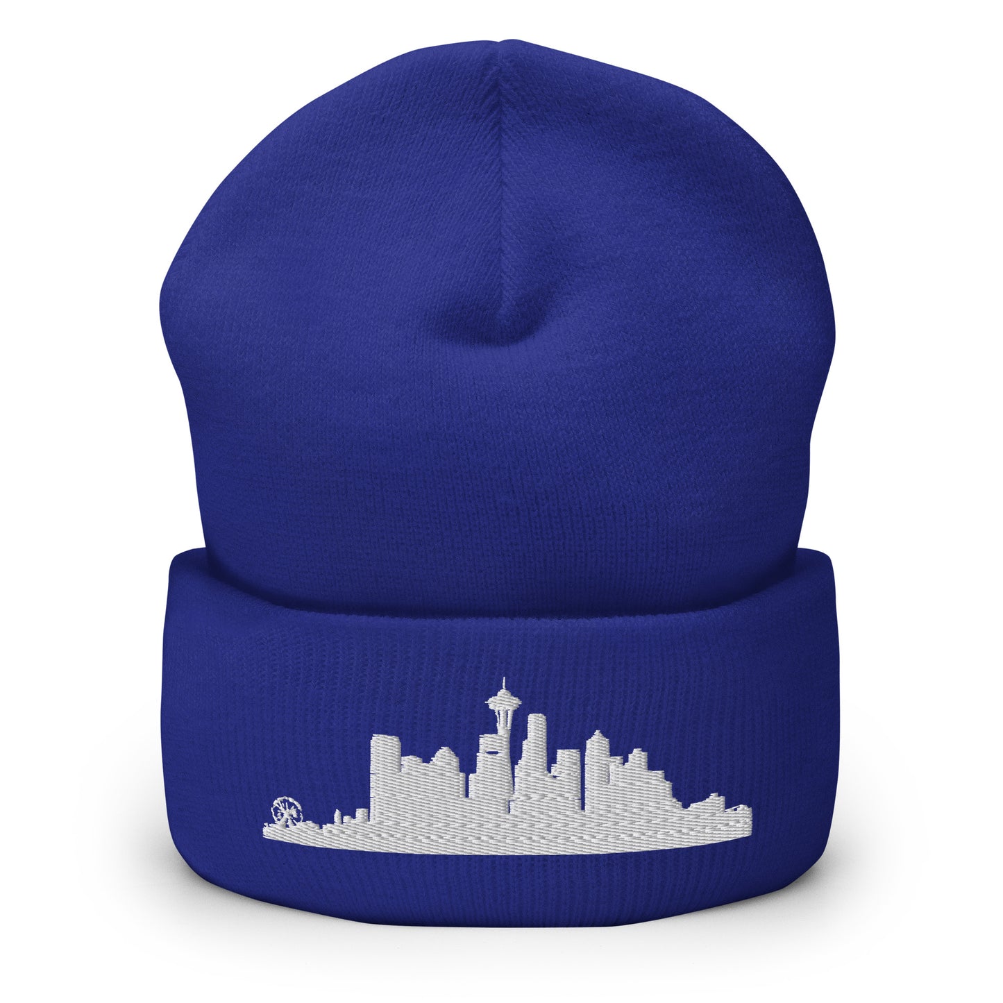 Seattle Edition Cuffed Beanie in royal blue —hypoallergenic athletic knit headwear | Our City |An Athlete Trains