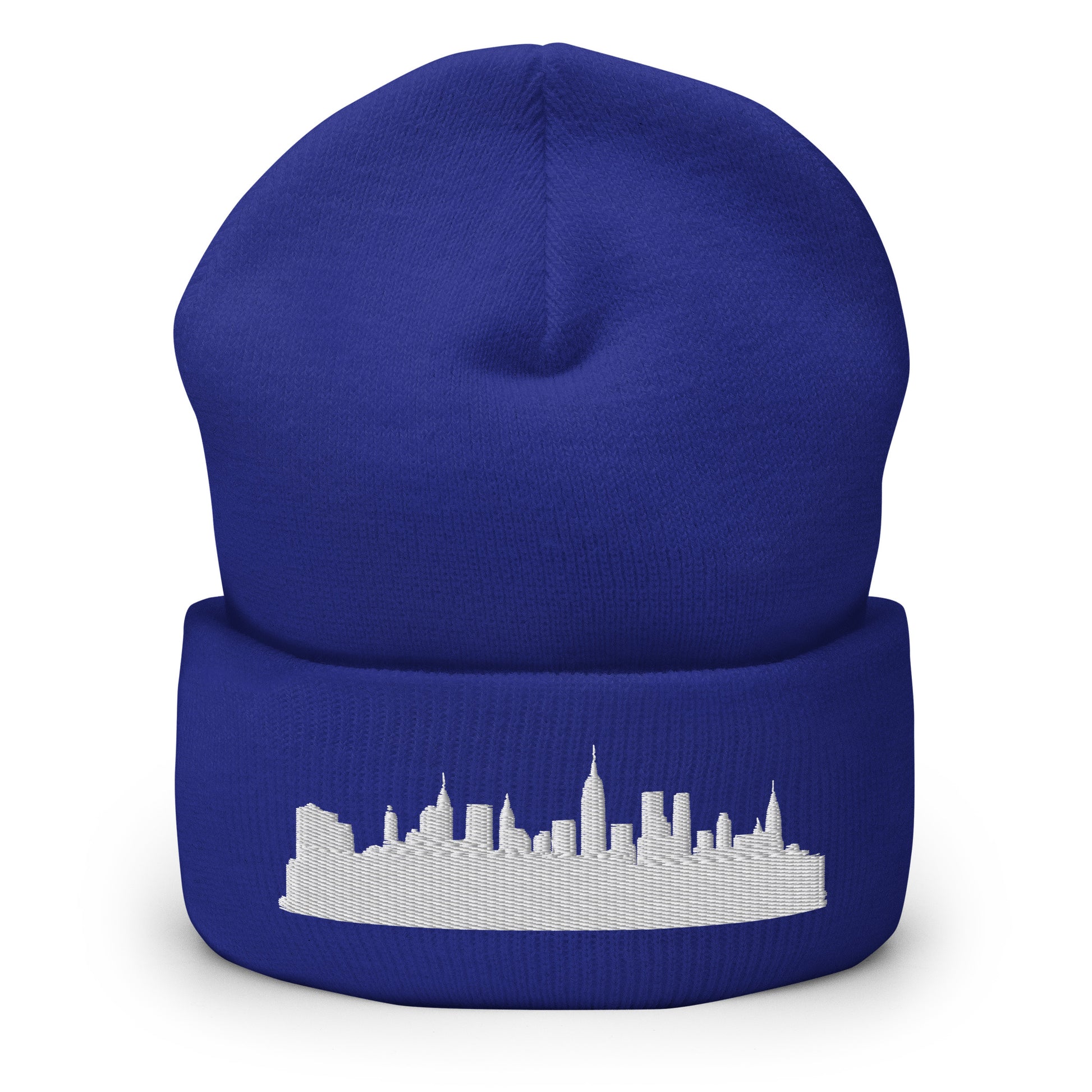 New York Edition Cuffed Beanie in royal blue —hypoallergenic athletic knit headwear | Our City |An Athlete Trains