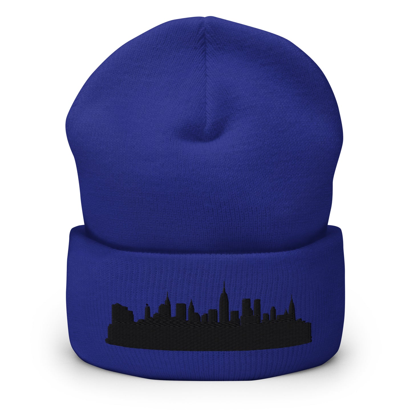 New York Edition Cuffed Beanie in royal blue —hypoallergenic athletic knit headwear | Our City |An Athlete Trains