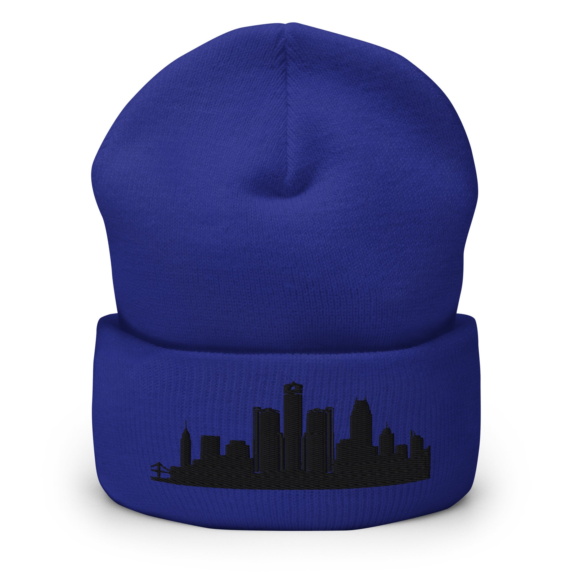 Detroit Edition Cuffed Beanie in royal blue —hypoallergenic athletic knit headwear | Our City |An Athlete Trains