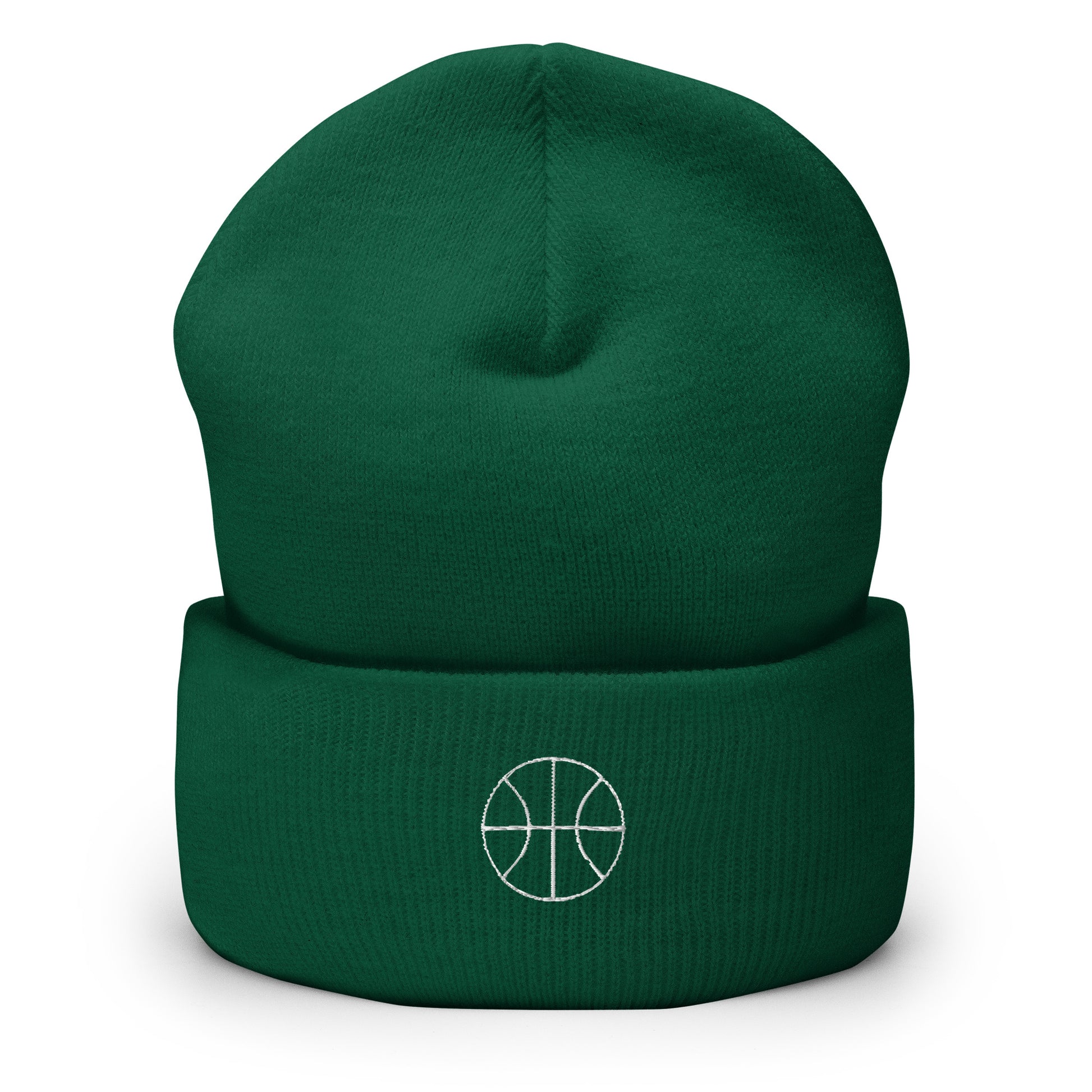Basketball Edition cuffed beanie in spruce green —snug 100% turbo acrylic performance headwear for basketball players by An Athlete Trains | Our Game