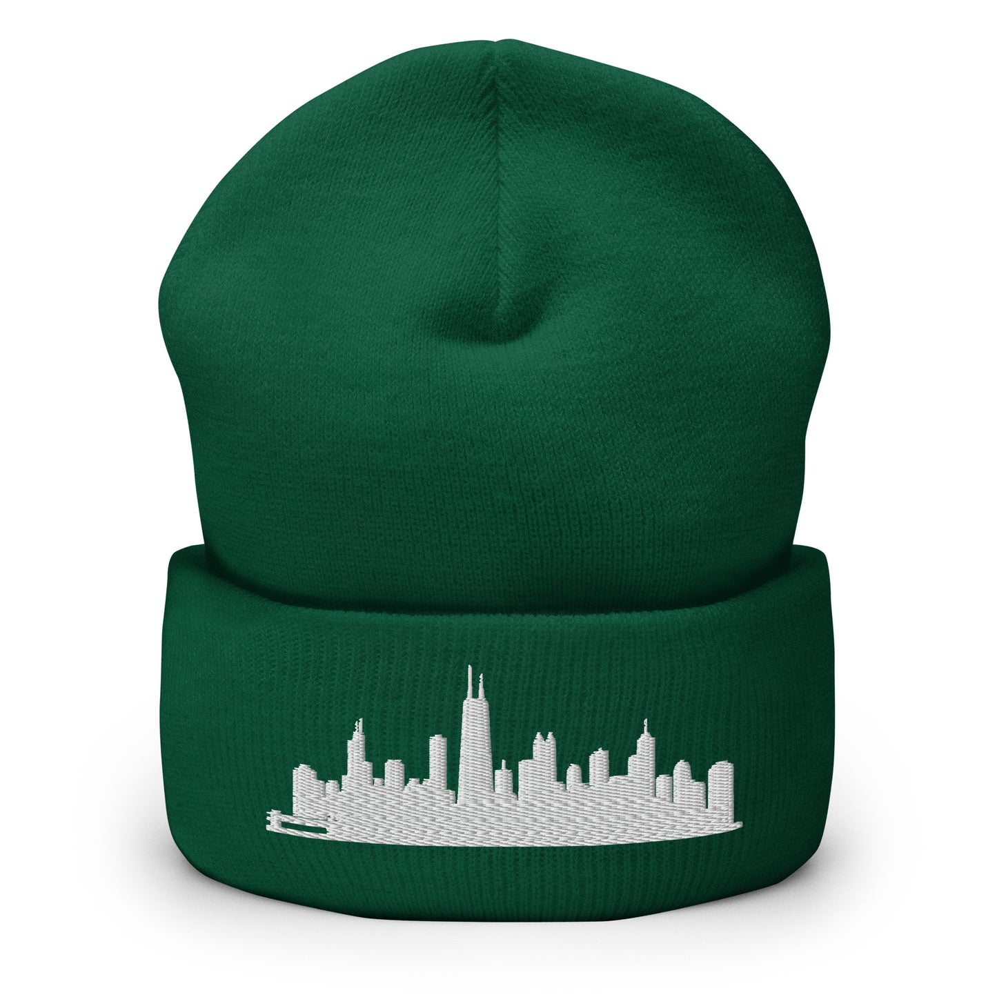 Chicago Edition Cuffed Beanie in spruce green —hypoallergenic athletic knit headwear | Our City |An Athlete Trains