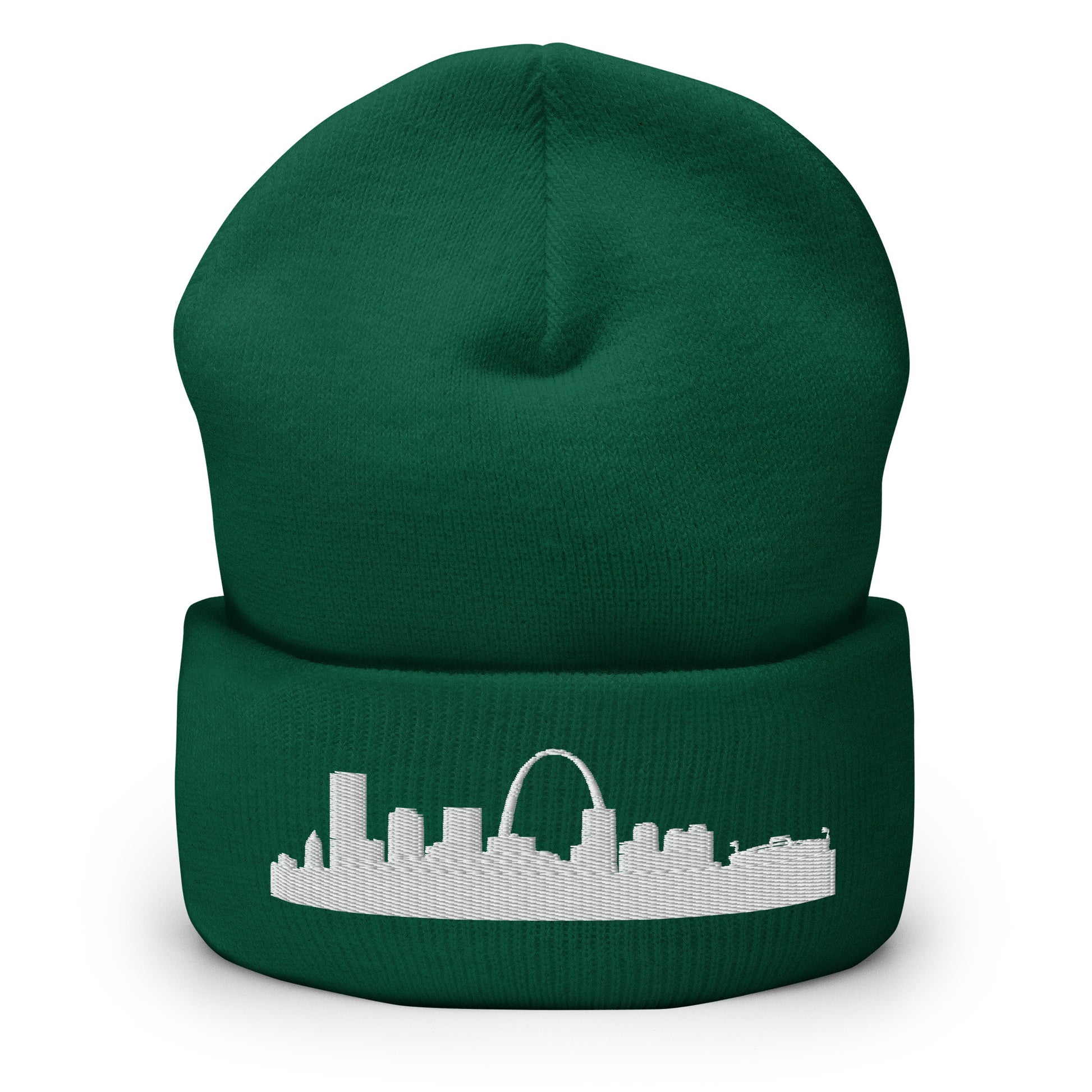St. Louis Edition Cuffed Beanie in spruce green —hypoallergenic athletic knit headwear | Our City |An Athlete Trains