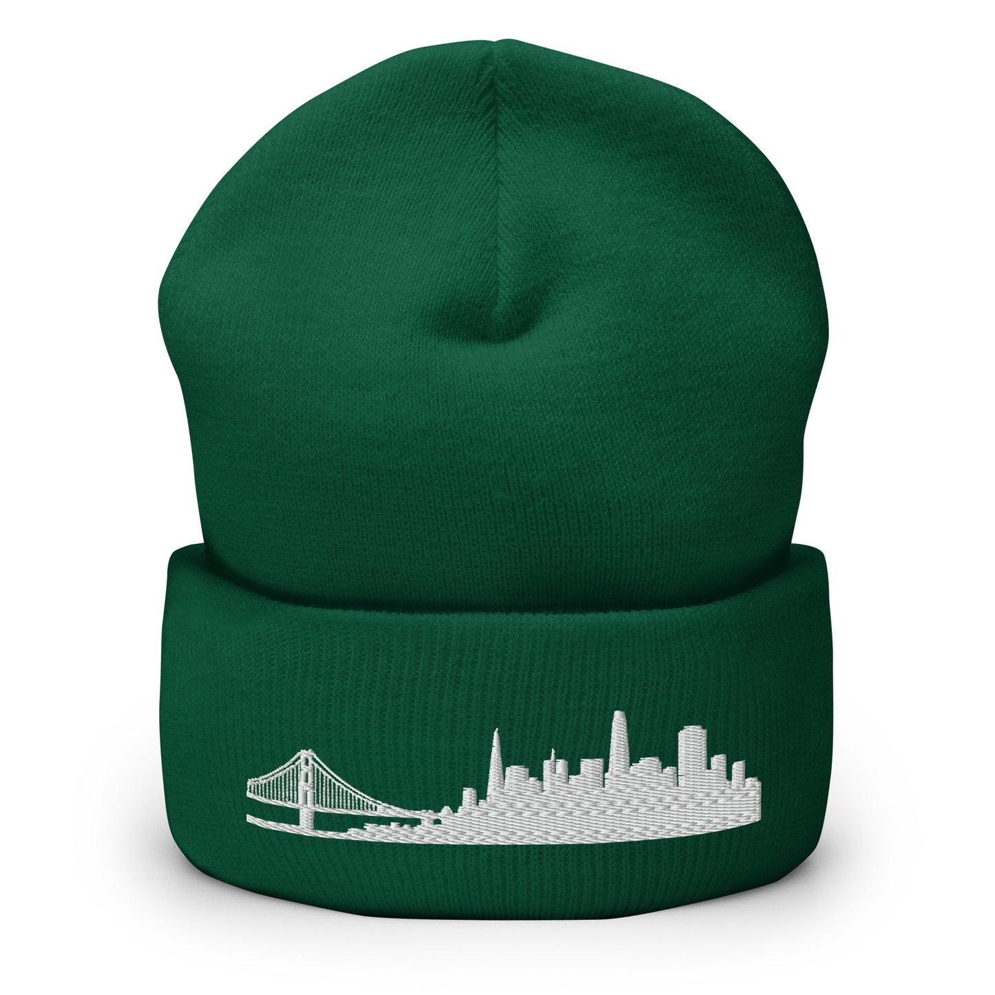 San Francisco Edition Cuffed Beanie in spruce green —hypoallergenic athletic knit headwear | Our City |An Athlete Trains