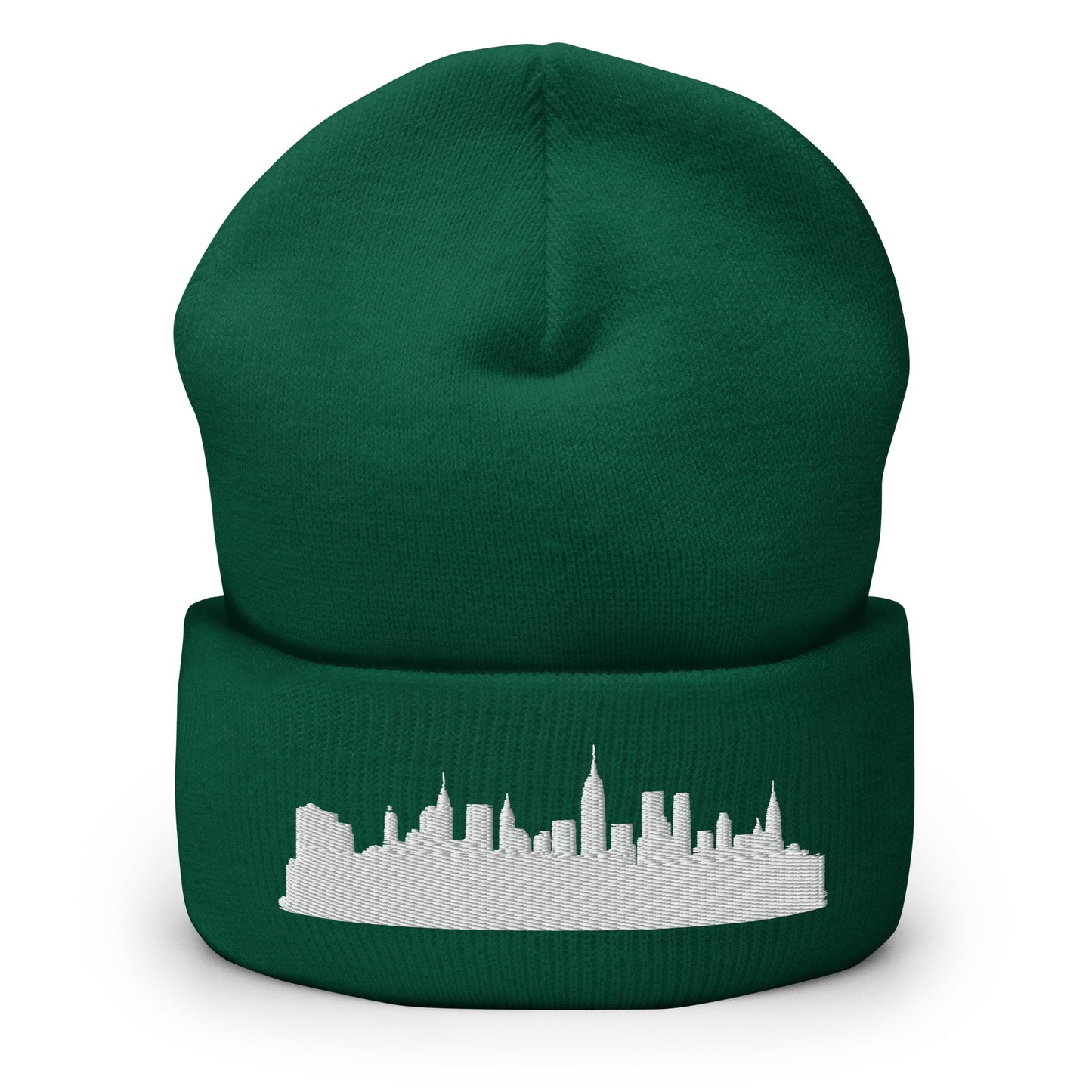 New York Edition Cuffed Beanie in spruce green —hypoallergenic athletic knit headwear | Our City |An Athlete Trains