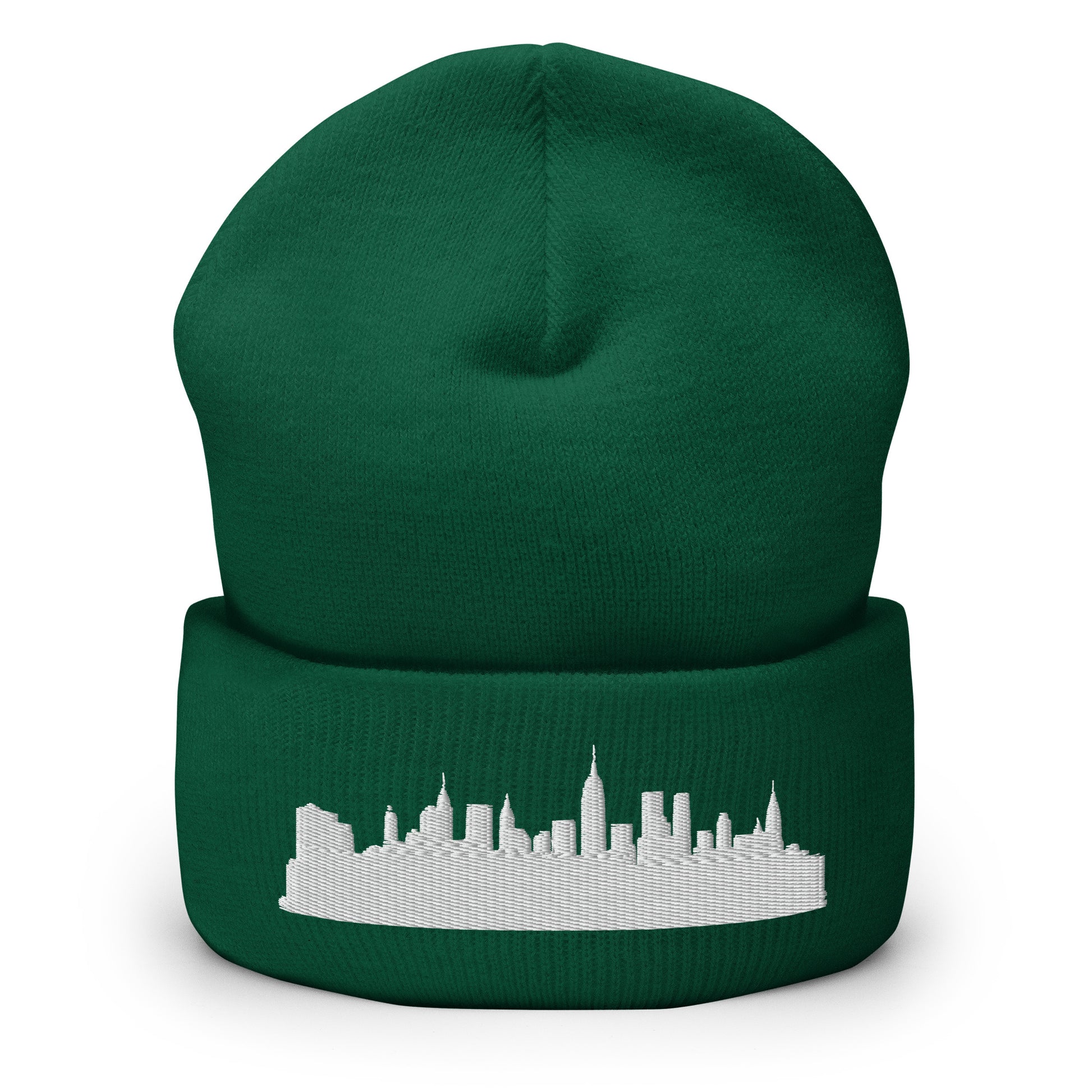 New York Edition Cuffed Beanie in spruce green —hypoallergenic athletic knit headwear | Our City |An Athlete Trains