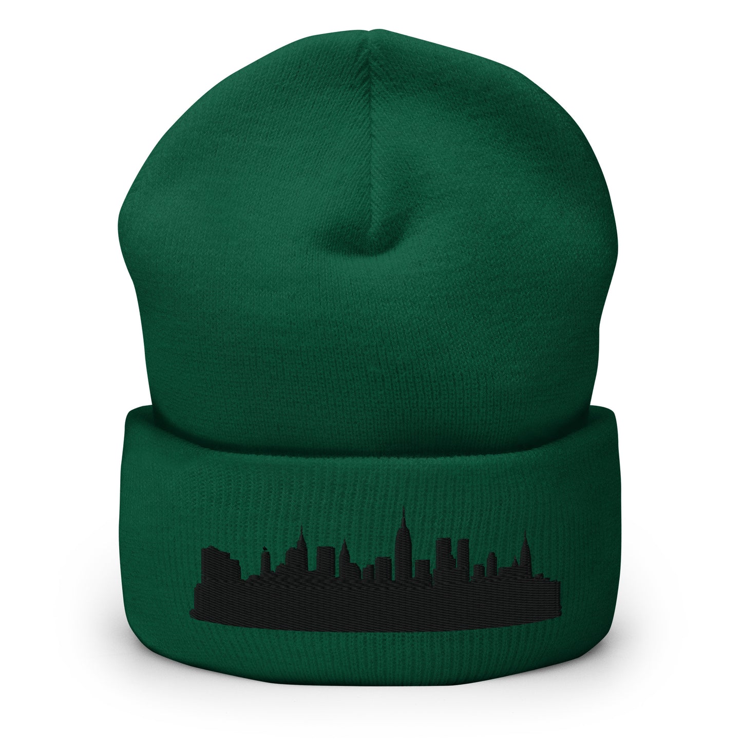 New York Edition Cuffed Beanie in spruce green —hypoallergenic athletic knit headwear | Our City |An Athlete Trains