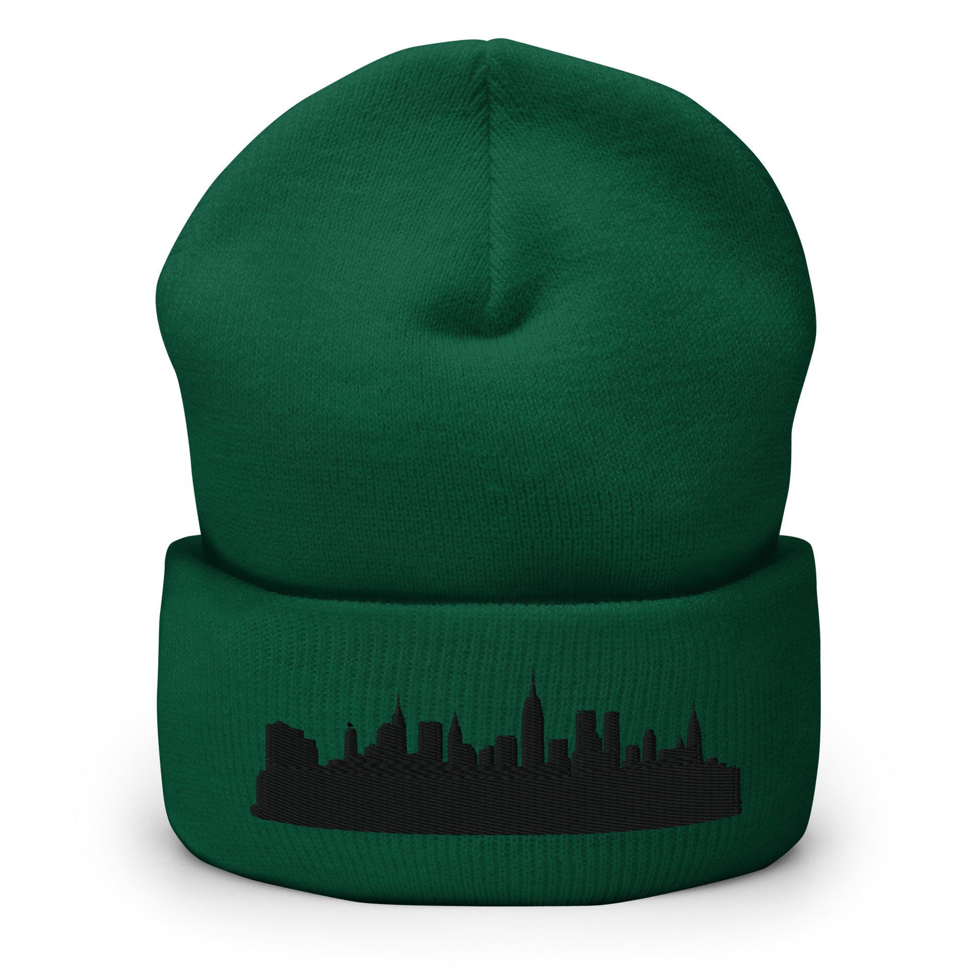 New York Edition Cuffed Beanie in spruce green —hypoallergenic athletic knit headwear | Our City |An Athlete Trains
