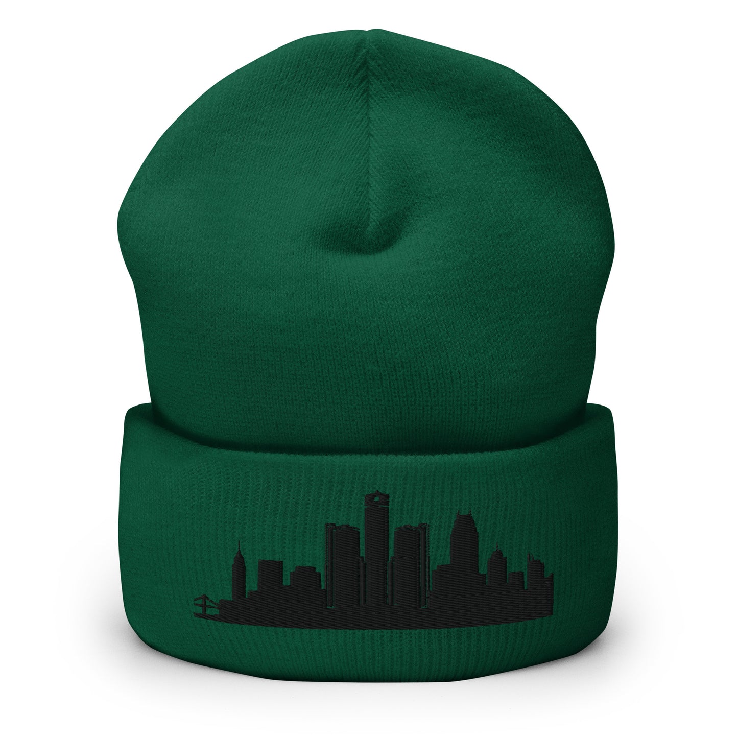Detroit Edition Cuffed Beanie in spruce green —hypoallergenic athletic knit headwear | Our City |An Athlete Trains