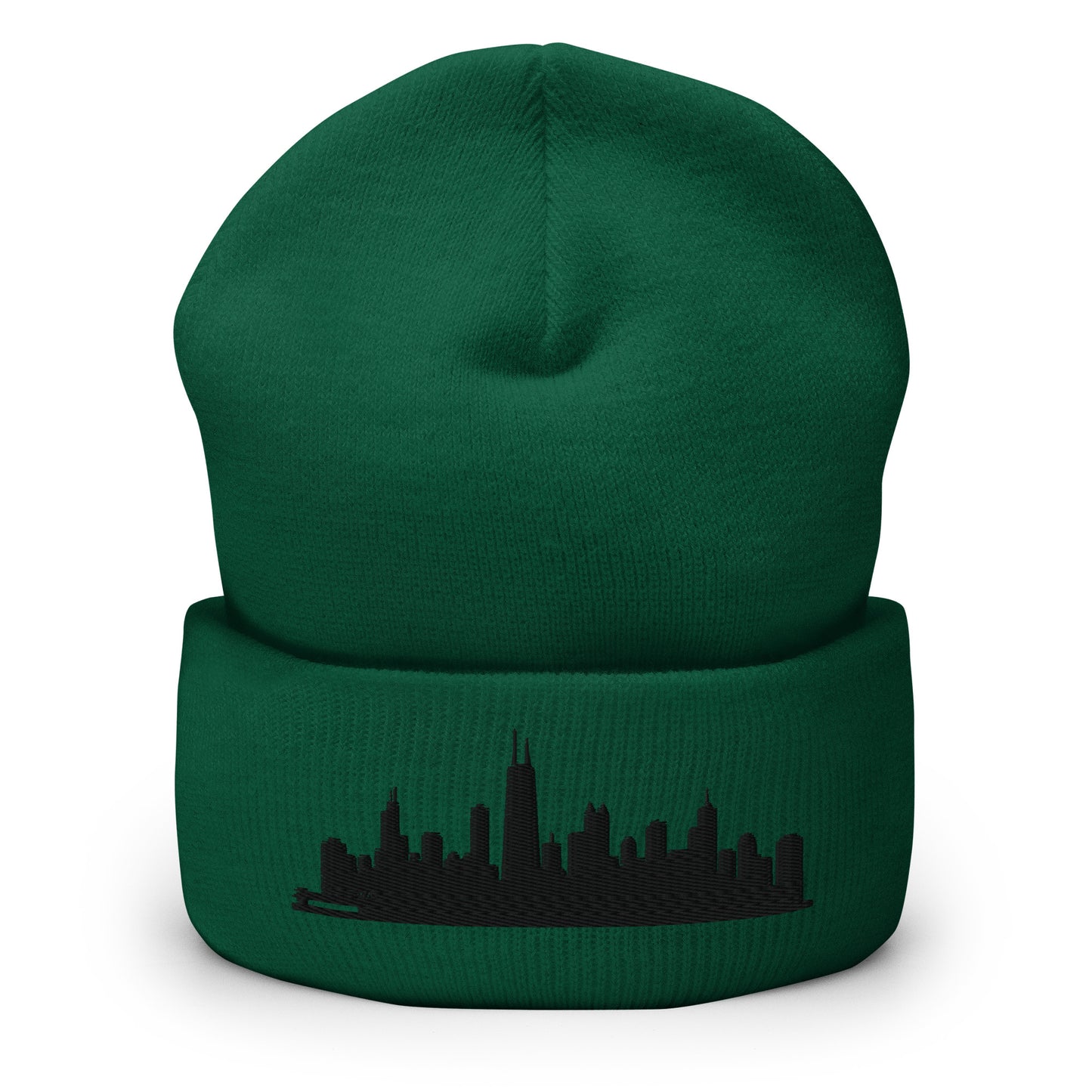 Chicago Edition Cuffed Beanie in spruce green —hypoallergenic athletic knit headwear | Our City |An Athlete Trains