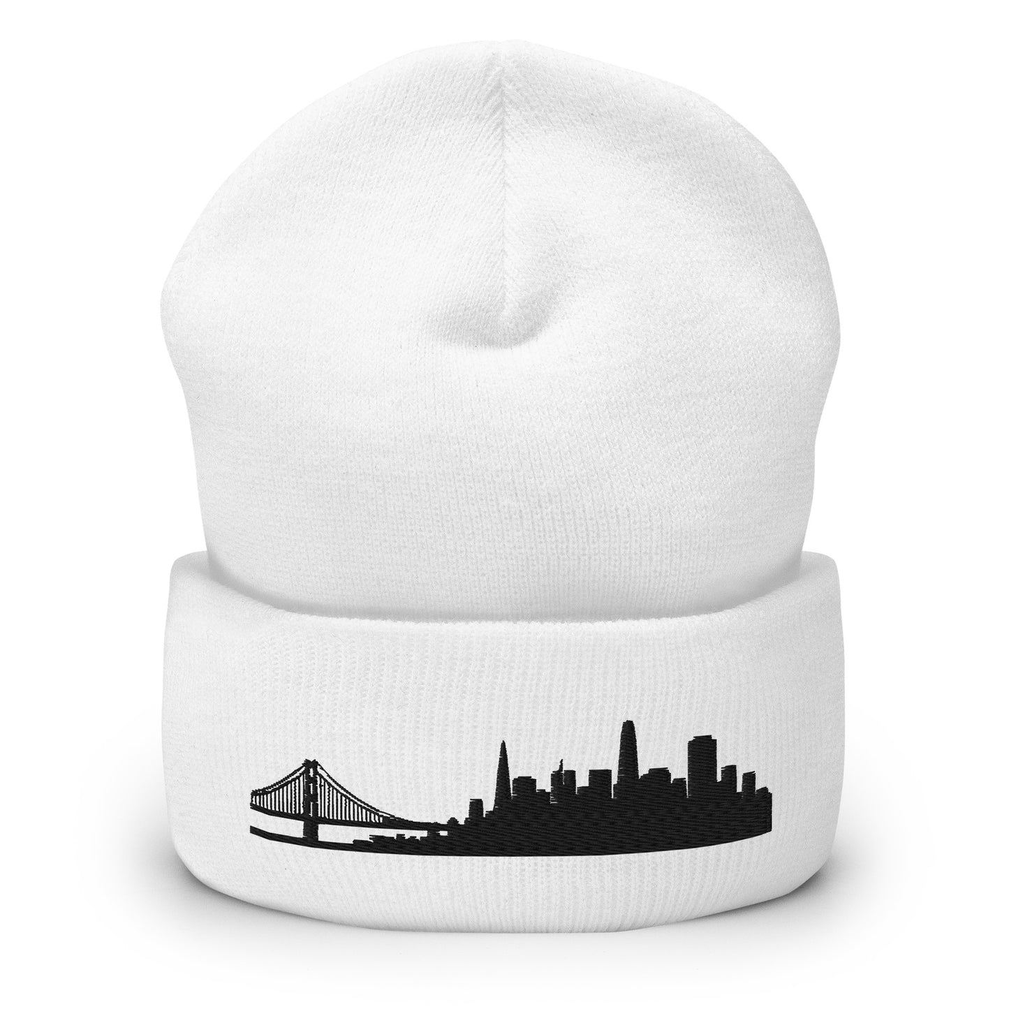 San Francisco Edition Cuffed Beanie in white —hypoallergenic athletic knit headwear | Our City |An Athlete Trains