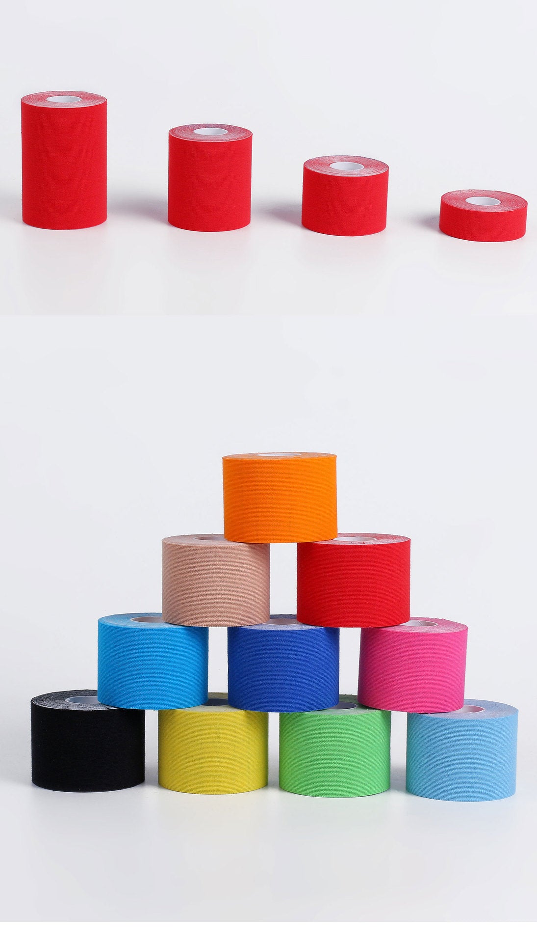 Kinesiotape of various colors and widths 