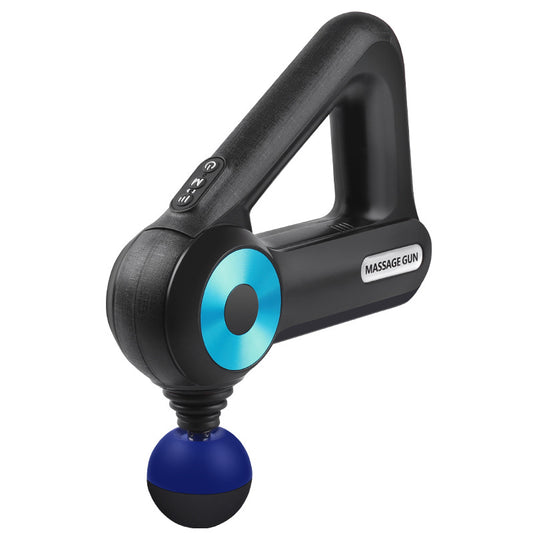 Blue Rechargeable massage gun with attachments for muscle recovery and maintenance. Massagers