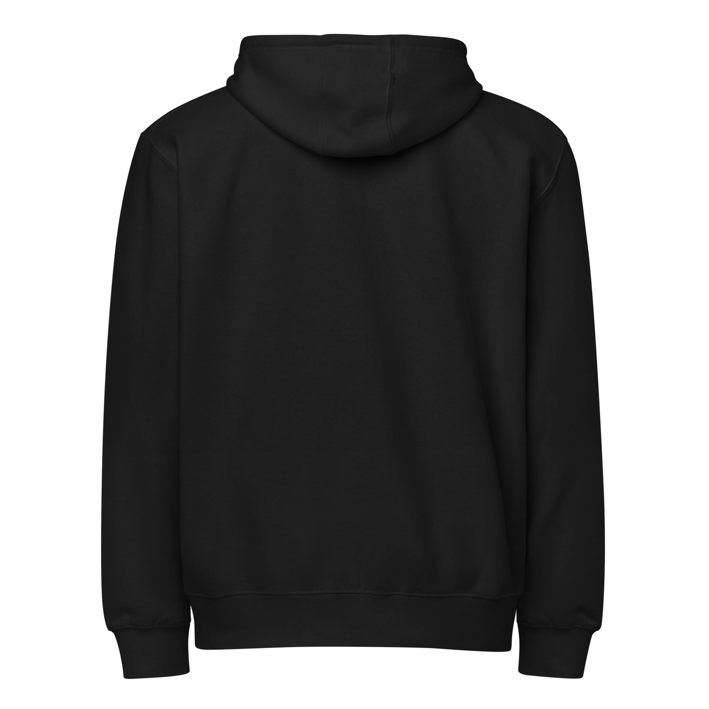 Warm fleece full zip hoodie in 8 oz hoodie in black with gray switch\off and logo embroidery - An Athlete Trains.