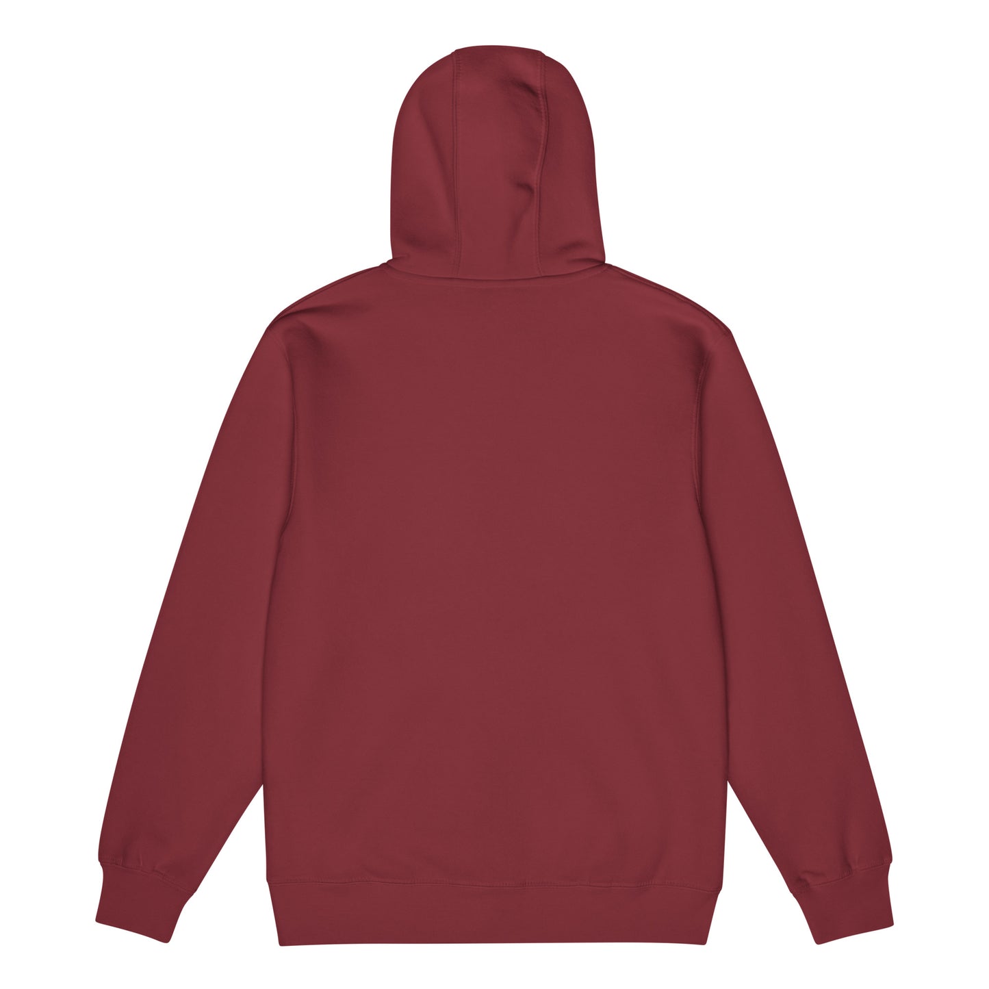 Warm fleece full zip hoodie in 8 oz hoodie in burgundy with gray switch\off and logo embroidery - An Athlete Trains.