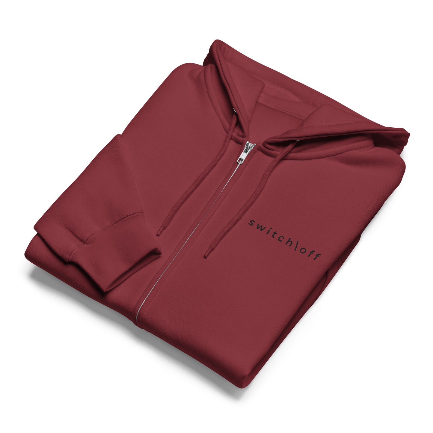 Warm fleece full zip hoodie in 8 oz hoodie in burgundy with black switch\off and logo embroidery - An Athlete Trains.