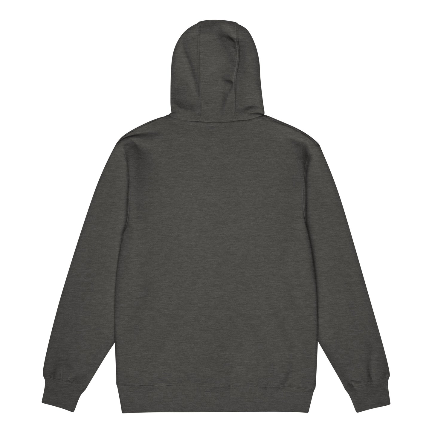 Warm fleece full zip hoodie in 8 oz hoodie in charcoal heather with gray switch\off and logo embroidery - An Athlete Trains.