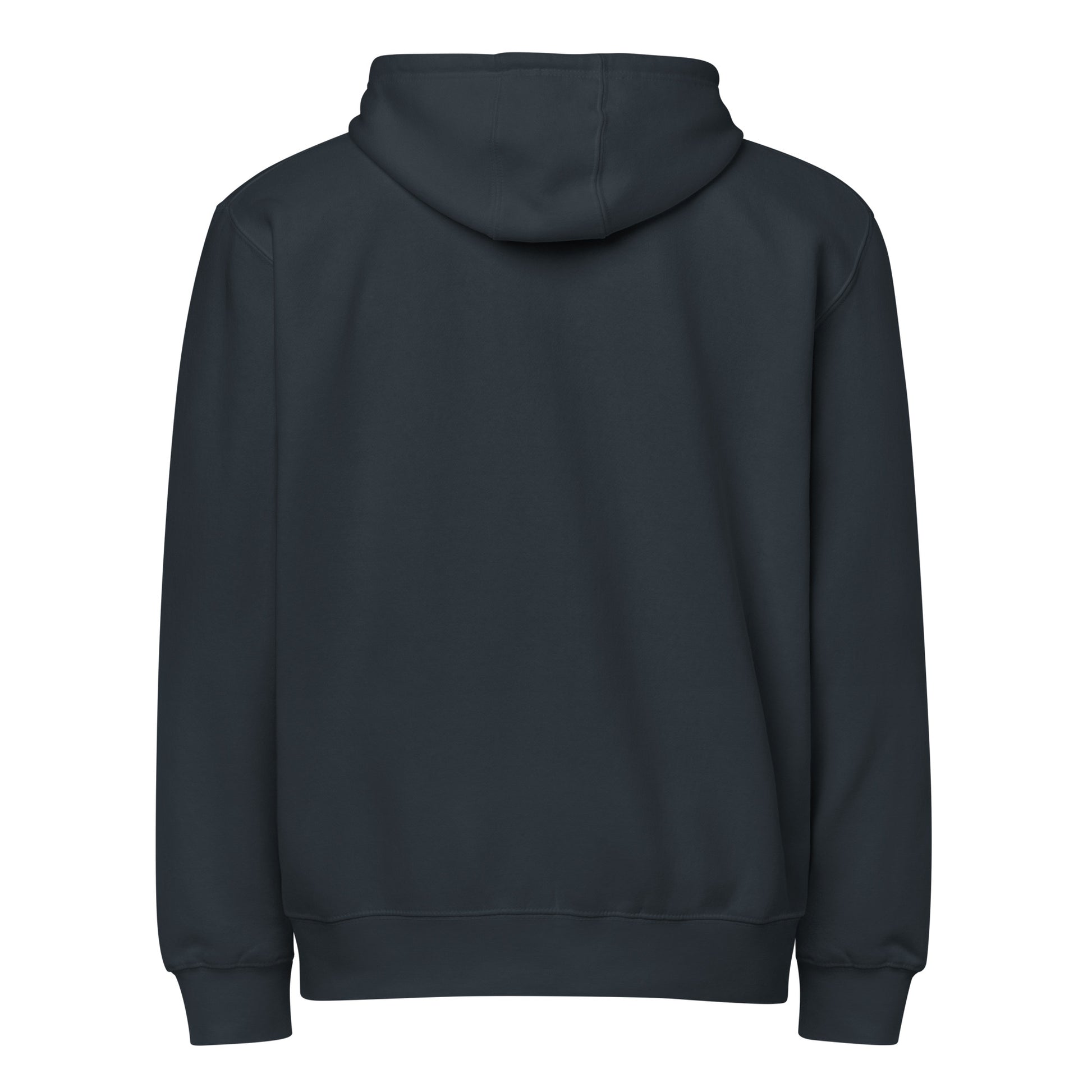 Warm fleece full zip hoodie in 8 oz hoodie in navy with gray switch\off and logo embroidery - An Athlete Trains.