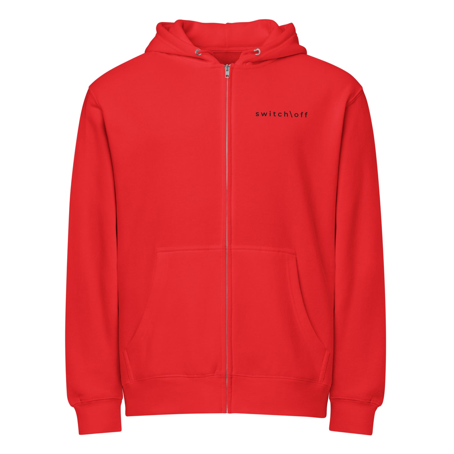 Warm fleece full zip hoodie in 8 oz hoodie in red with black switch\off and logo embroidery - An Athlete Trains.