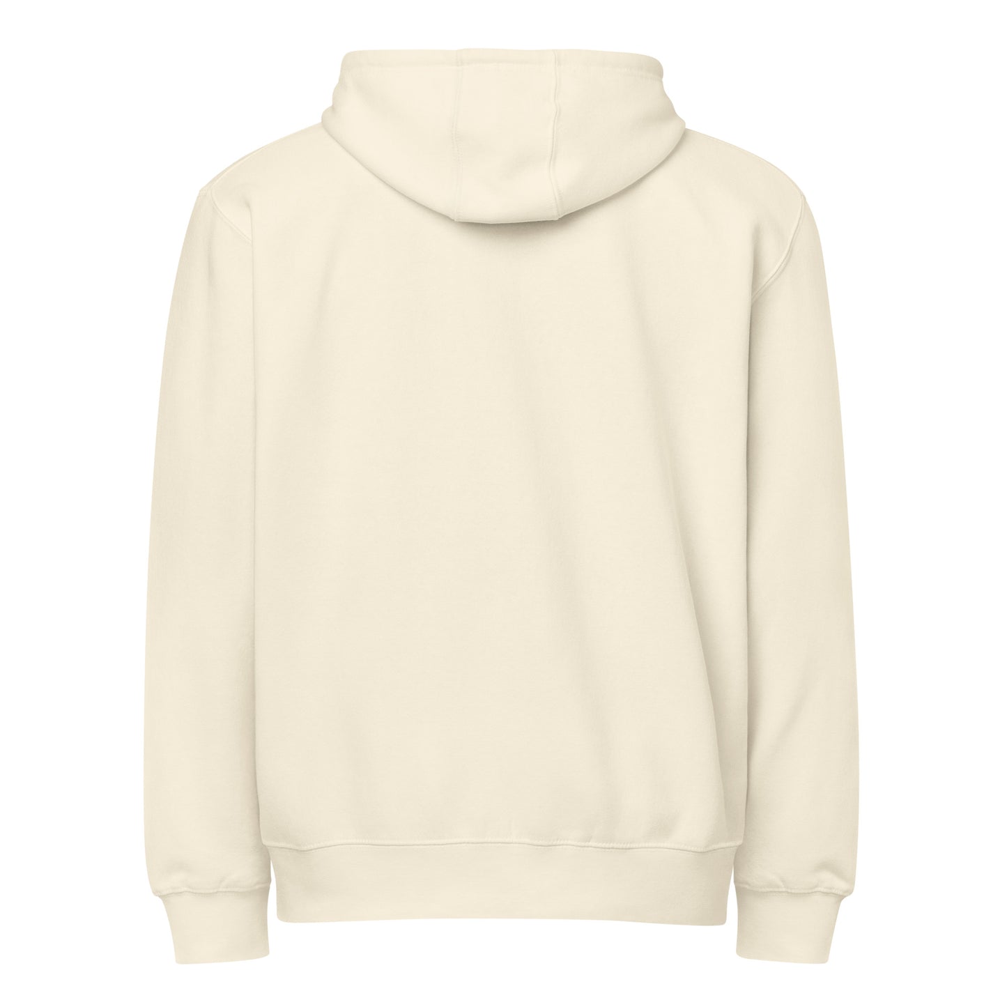 Warm fleece full zip hoodie in 8 oz hoodie in sandshell heather with gray switch\off and logo embroidery - An Athlete Trains.