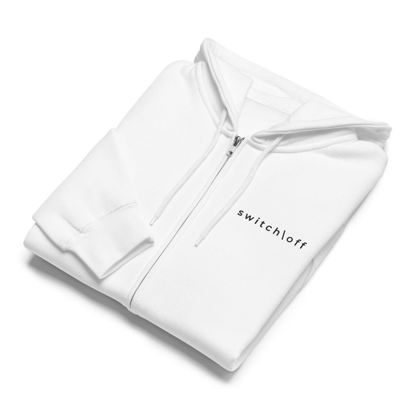 Warm fleece full zip hoodie in 8 oz hoodie in red with white switch\off and logo embroidery - An Athlete Trains.