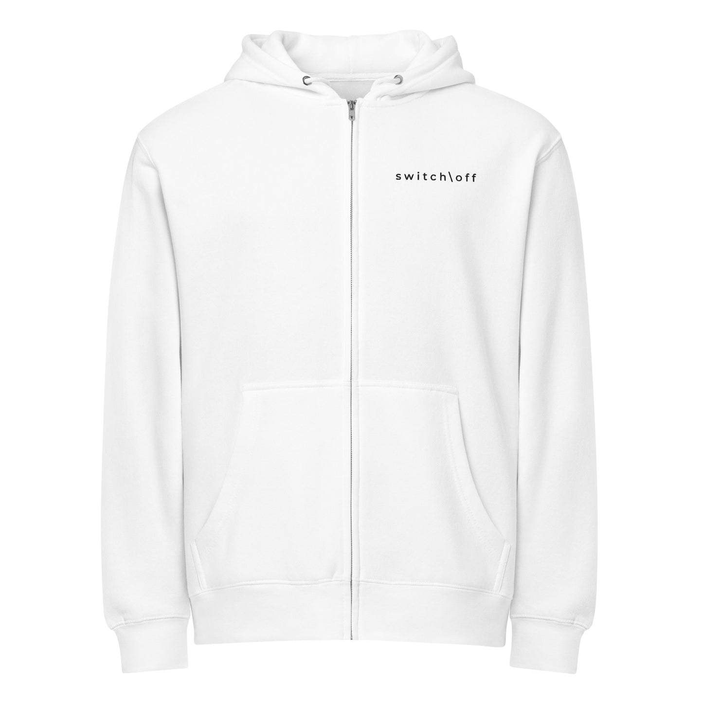 Warm fleece full zip hoodie in 8 oz hoodie in red with white switch\off and logo embroidery - An Athlete Trains.