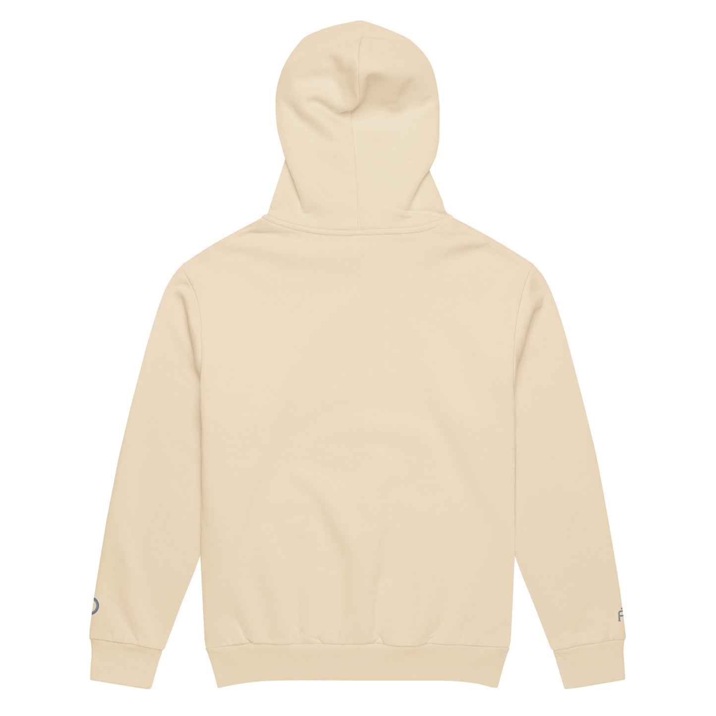 Oversized heavyweight 10 oz hoodie in sandshell with gray - An Athlete Trains. Back view