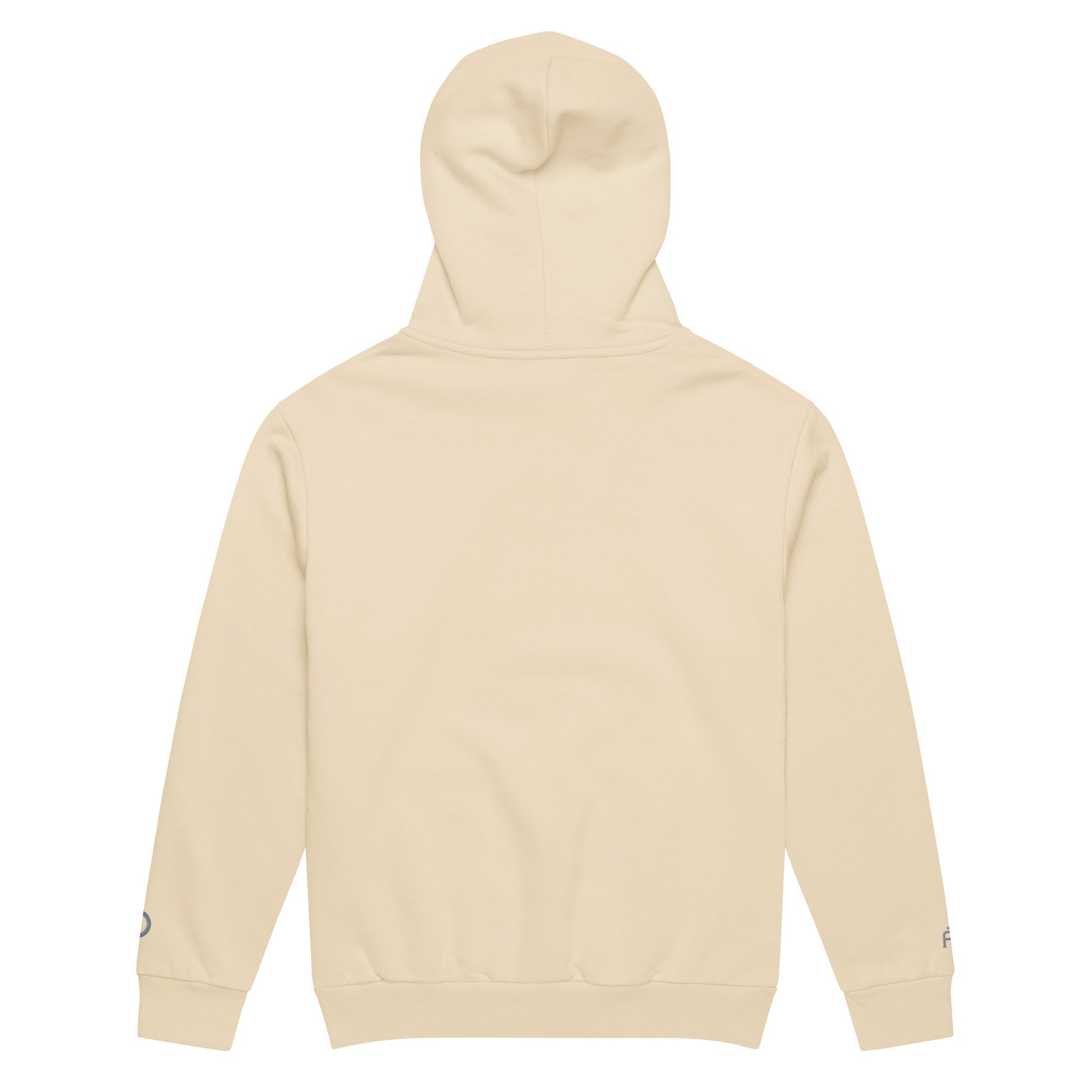 Oversized heavyweight 10 oz hoodie in sandshell with gray - An Athlete Trains. Back view