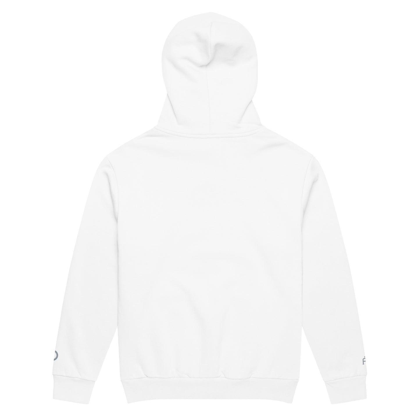 Oversized heavyweight 10 oz hoodie in white with gray - An Athlete Trains. Back view